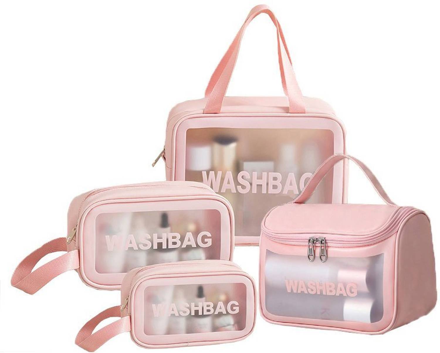 PERISA ENTERPRISE Zipper Cosmetic 4 PCS Travel Toiletry Makeup Wash Bag Organizer Carry Pouch Set Travel Toiletry Kit