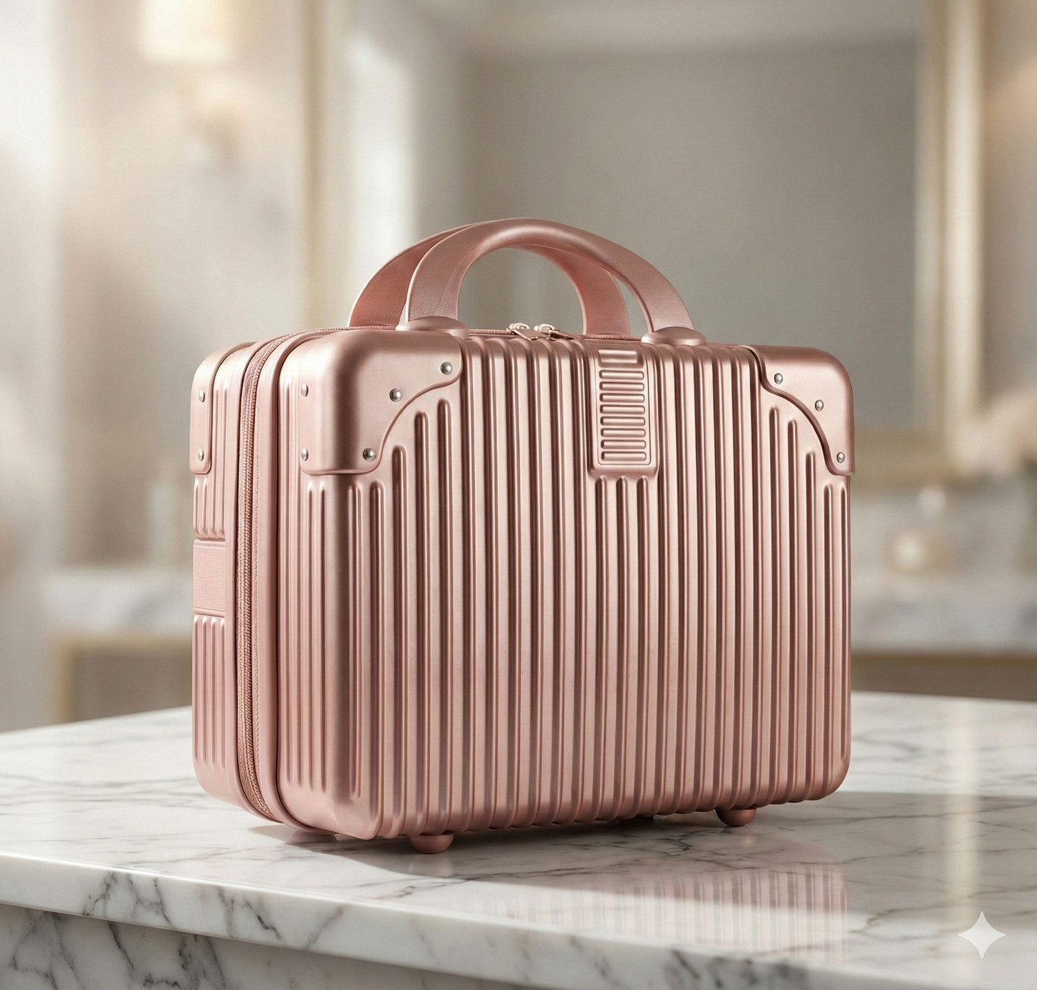Image of SOLUNA IMPERIUM Hard Shell Makeup Vanity Case for Women | Travel Cosmetic Organizer Box Travel Toiletry Kit