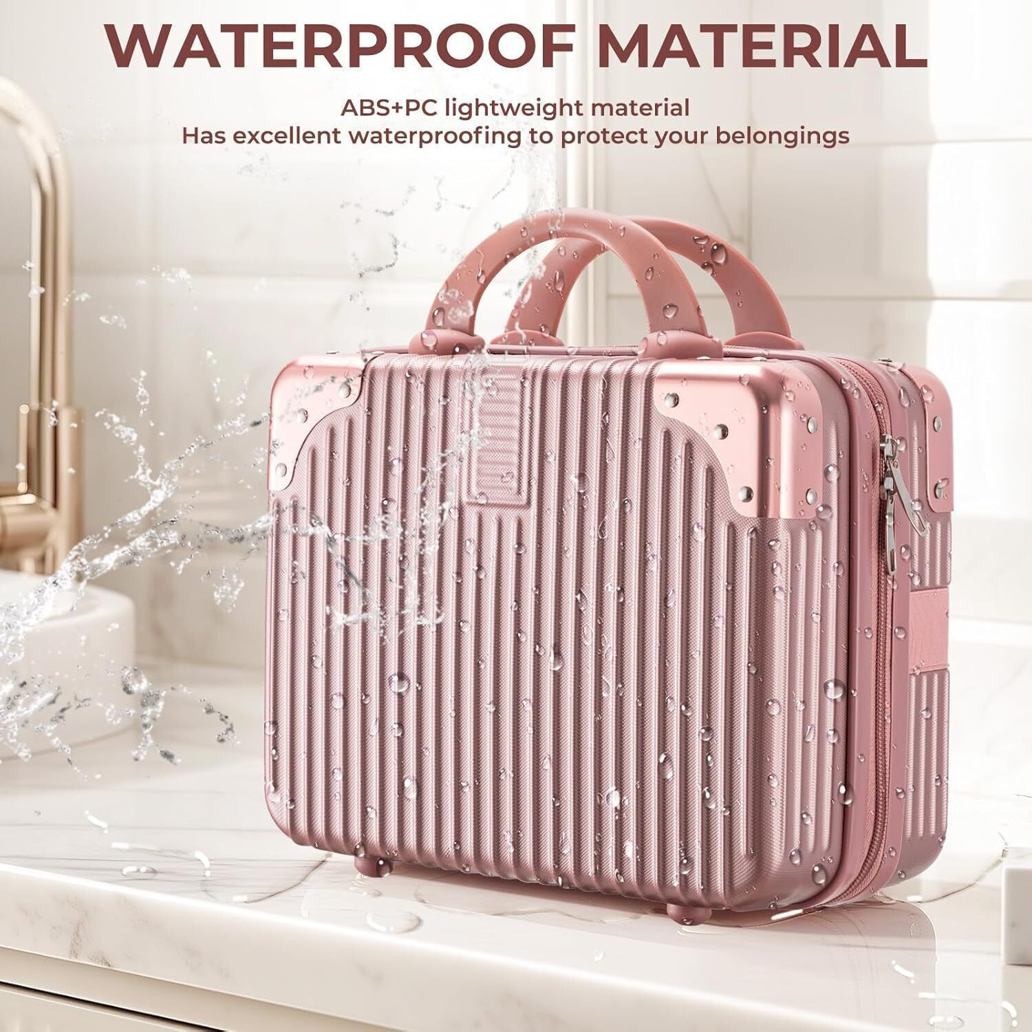 Image of SOLUNA IMPERIUM Hard Shell Makeup Vanity Case for Women | Travel Cosmetic Organizer Box Travel Toiletry Kit