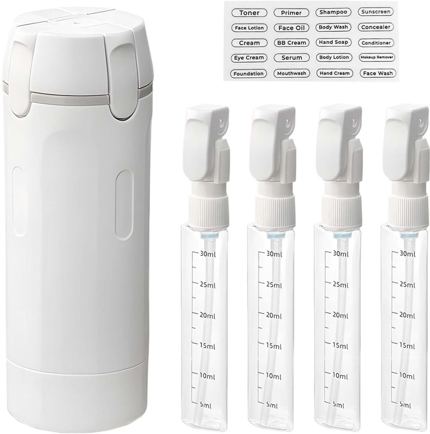Image of HANNEA Travel Bottles Set with Storage Organizer Holder Refillable Leak Proof Travel Toiletry Kit