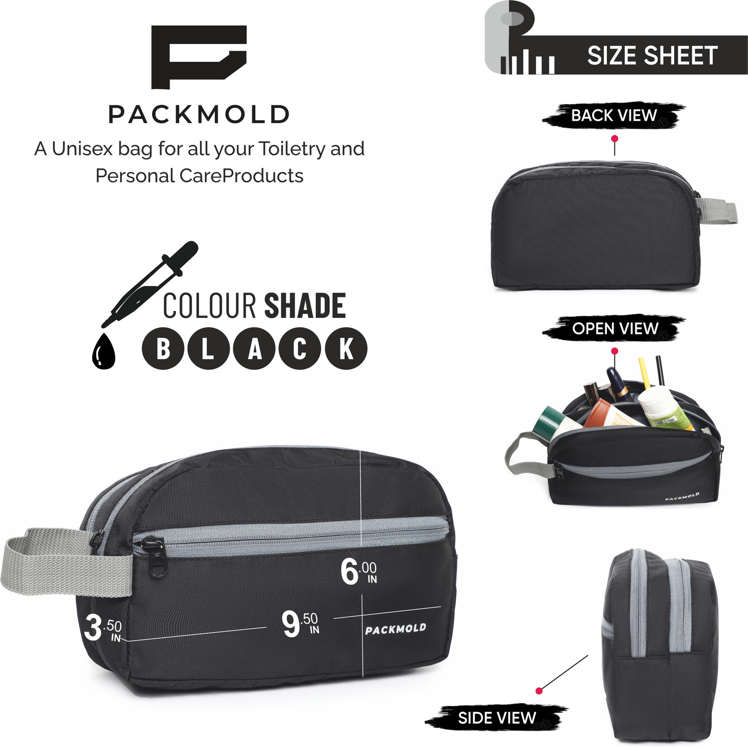 Image of PACKMOLD POUCHO POLYESTER Toiletry Bag Makeup Shaving Kit Pouch UNISEX(9.5*6*3.5 INCHES) Travel Toiletry Kit