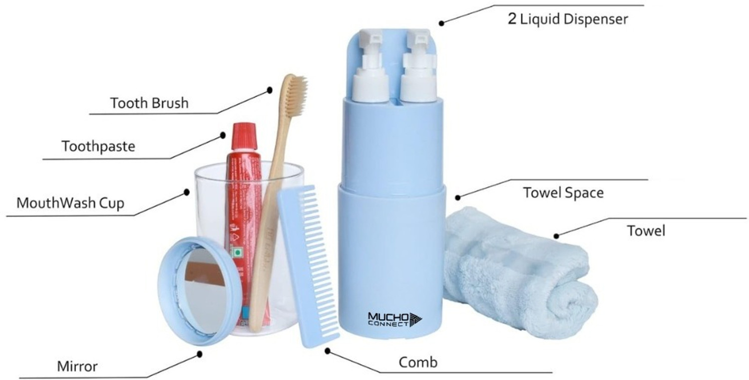 Image of Muchoconnect 6 in 1 Travel Essentials for Women Men | Travel Organizer Toothbrush Bottle Kit Travel Toiletry Kit