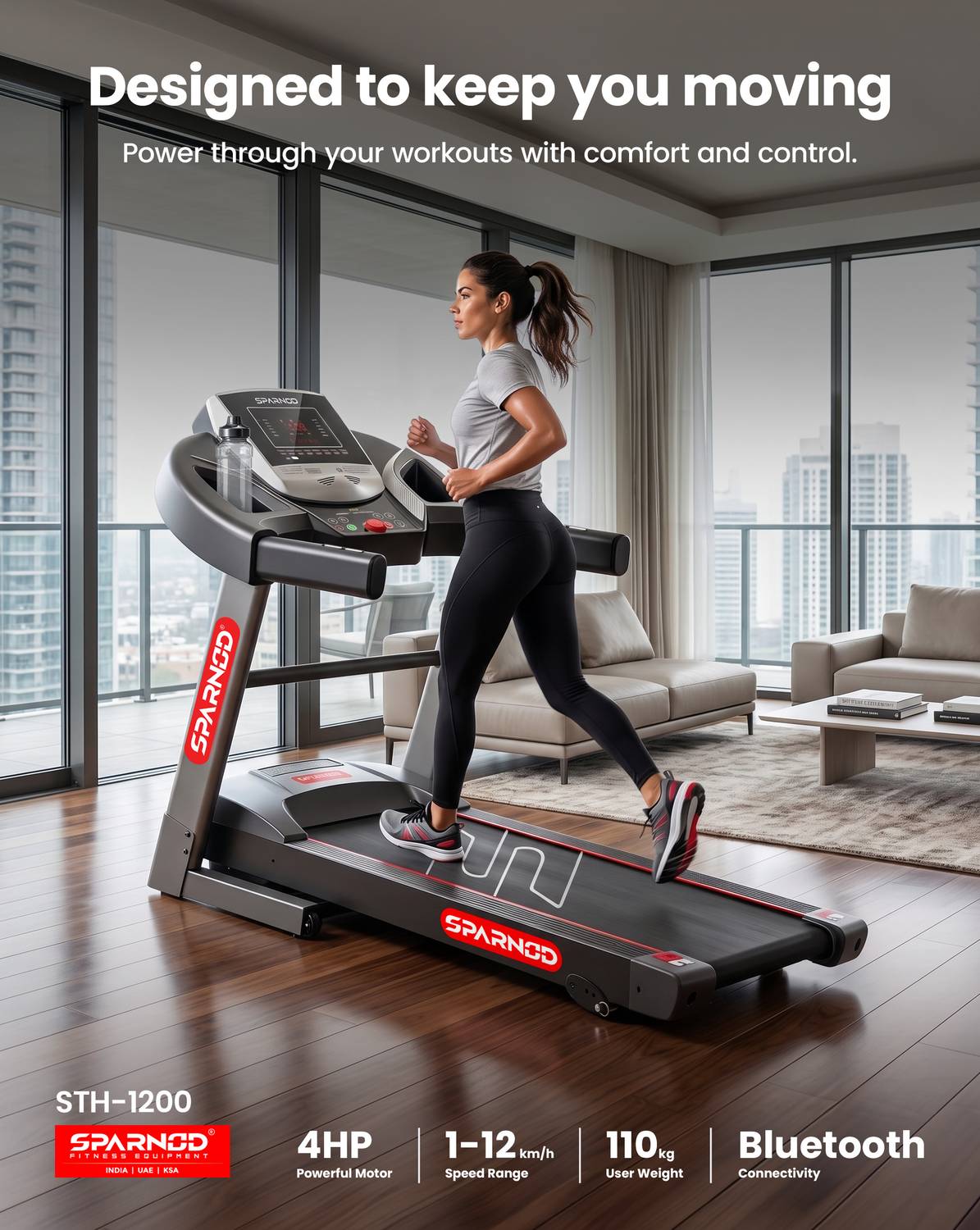 Sparnod Fitness STH-1200 (4 HP Peak) Automatic Motorized for Home