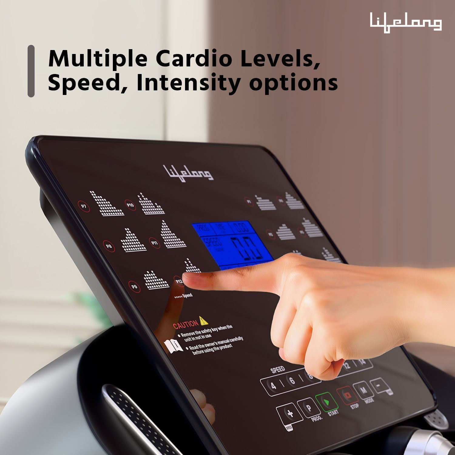 Image of Lifelong Fit Pro 4.5 HP Peak Motorised with LCD Display - Heart Rate Sensor Treadmill (Max Weight:150 kg)