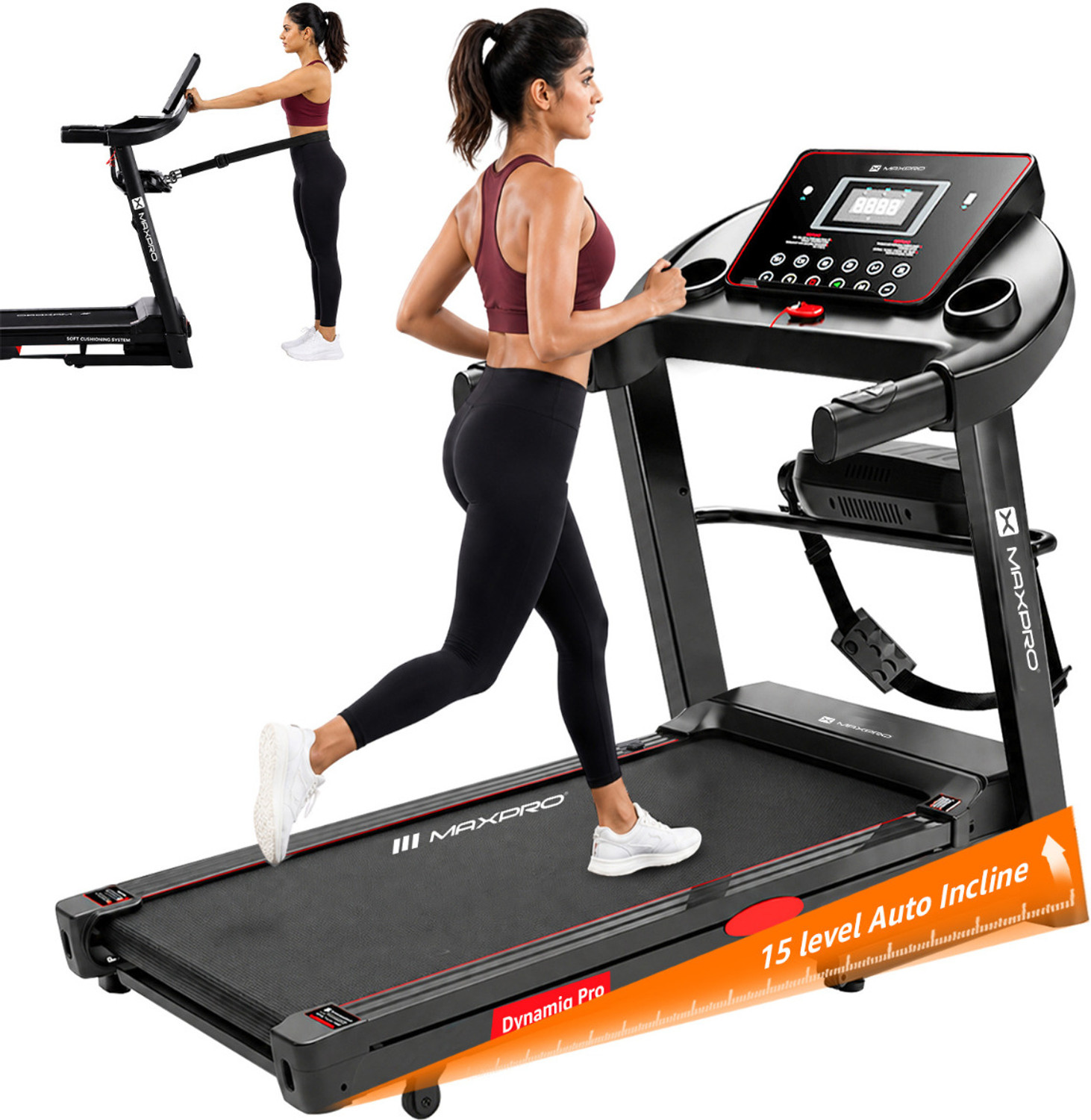Image of Maxpro PTA406M 5.5HP PEAK BLDC Motor, 18 km /h, 15 Level Auto Incline, Multifunctional Treadmill (Max Weight:130 kg)