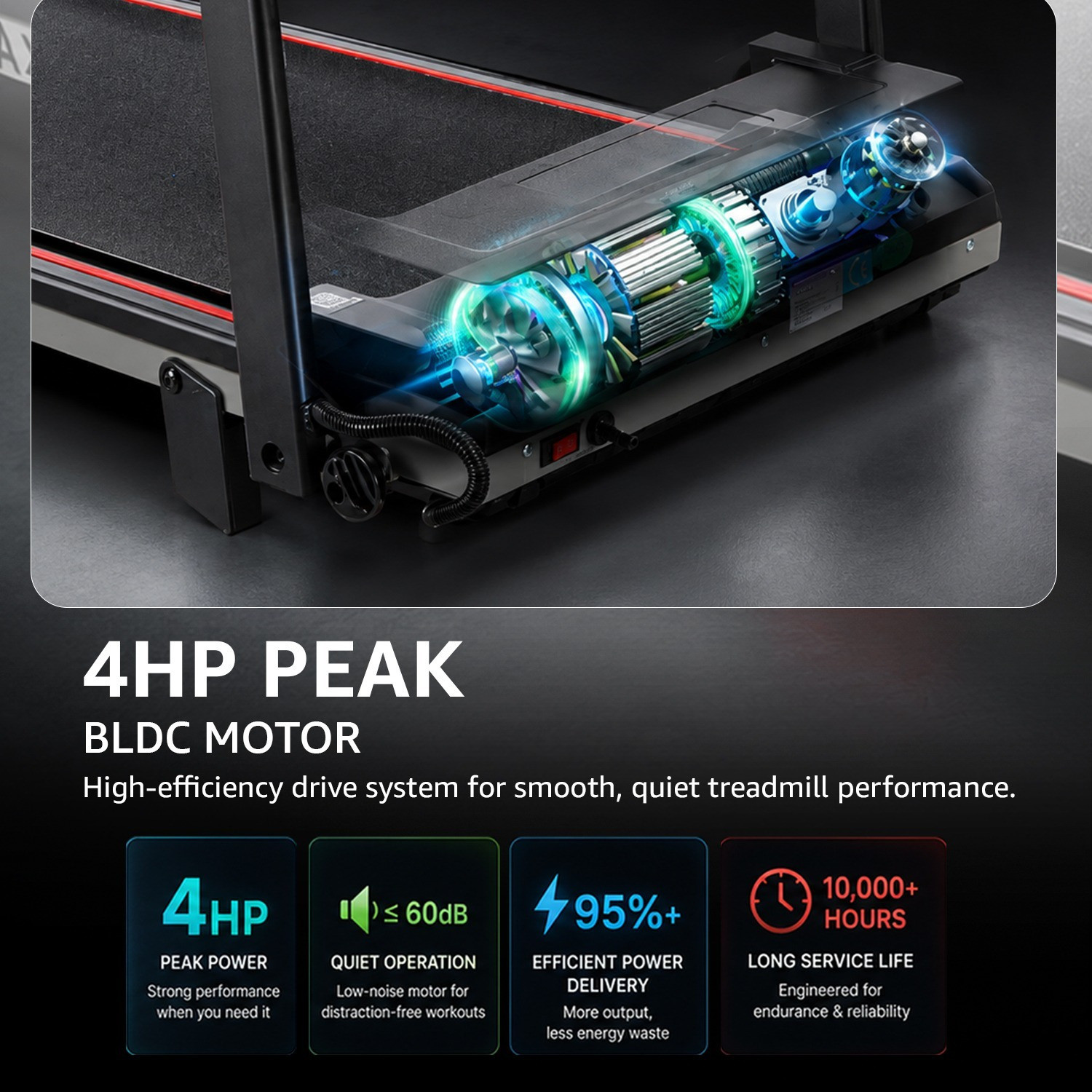 Image of Maxpro PTM1200 4HP BLDC Motor, 12km /Hr Speed, Max. User Wt.110Kg, Manual Incline Home Treadmill (Max Weight:110 kg)