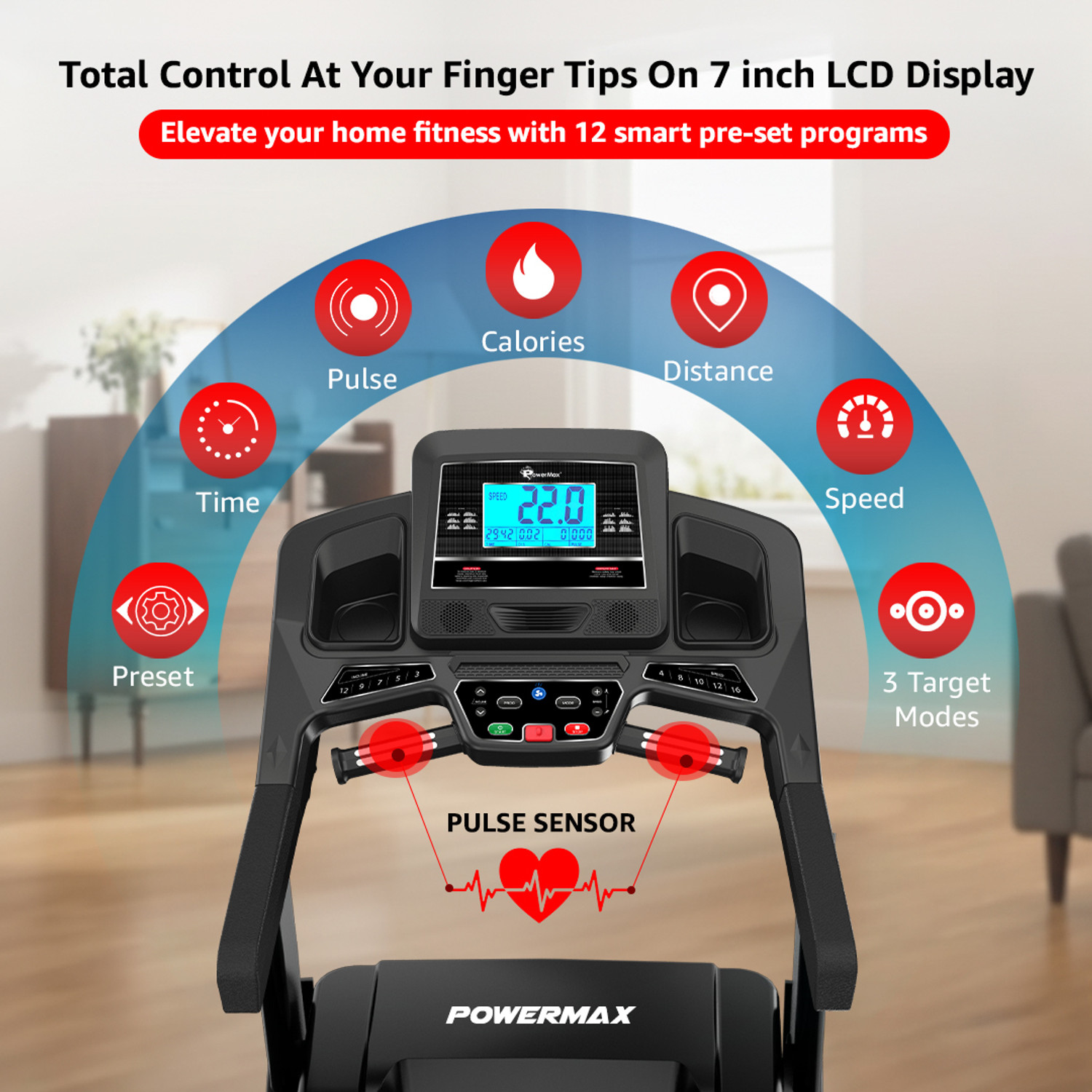 Image of Powermax Fitness TDA-330 (6HP Peak) Inbuilt Cooling Fan, Max user 130kg, iPad Holder, Autoincline Treadmill (Max Weight:130 kg)