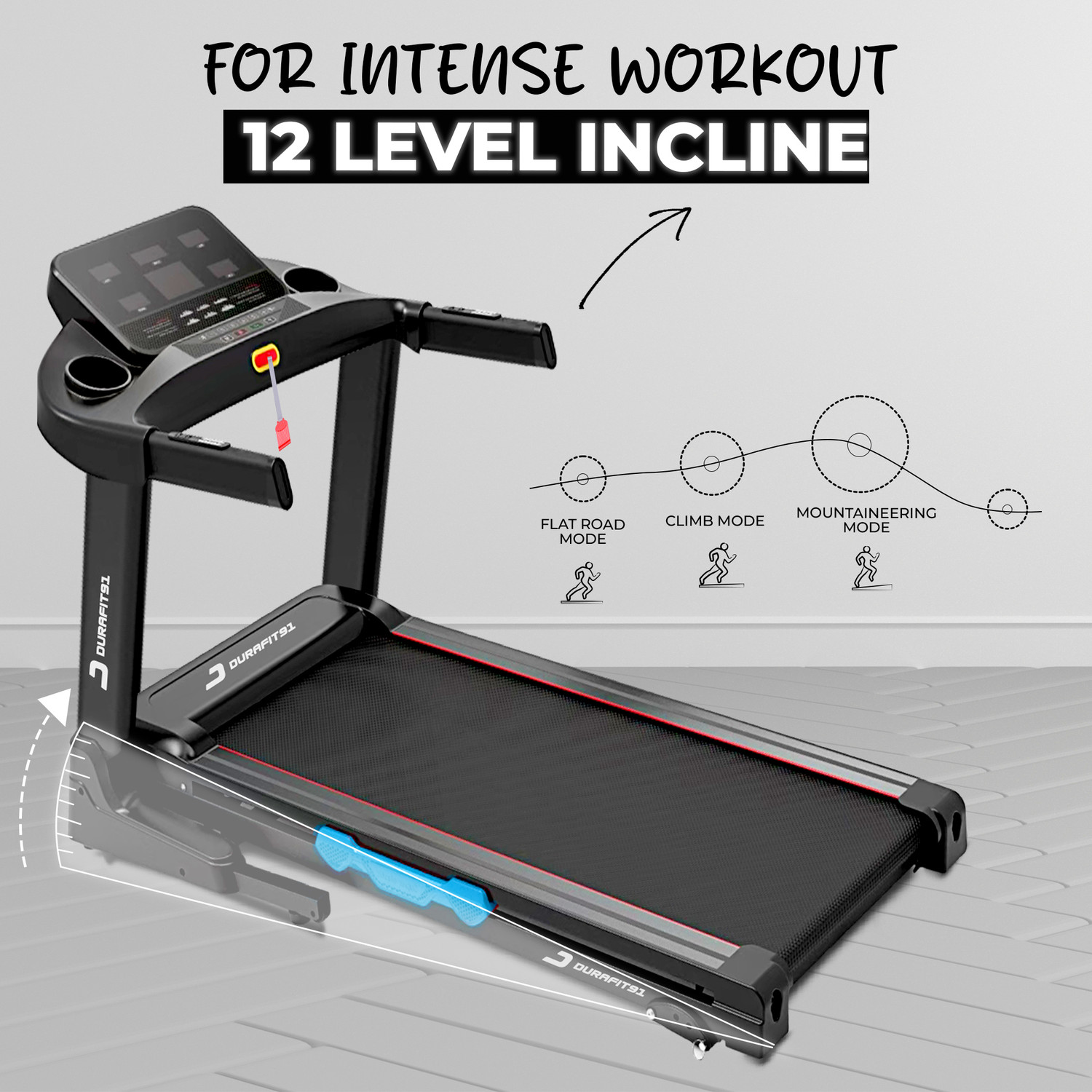 Image of Durafit Solid 5.5HP Peak AC 130Kg User Weight |12-Auto Incline |16km Speed | Foldable Treadmill (Max Weight:130 kg)