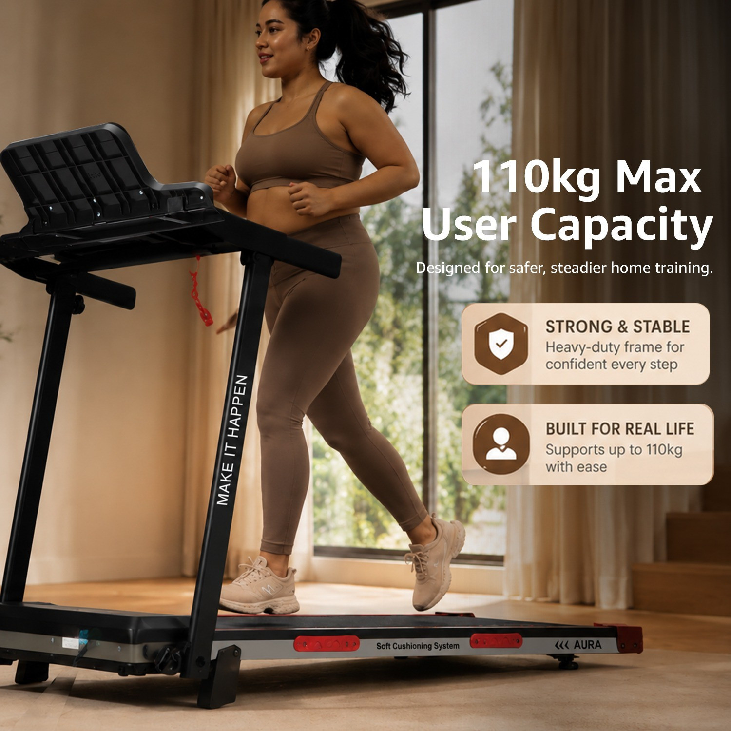Image of Maxpro PTM1200 4HP BLDC Motor, 12km /Hr Speed, Max. User Wt.110Kg, Manual Incline Home Treadmill (Max Weight:110 kg)