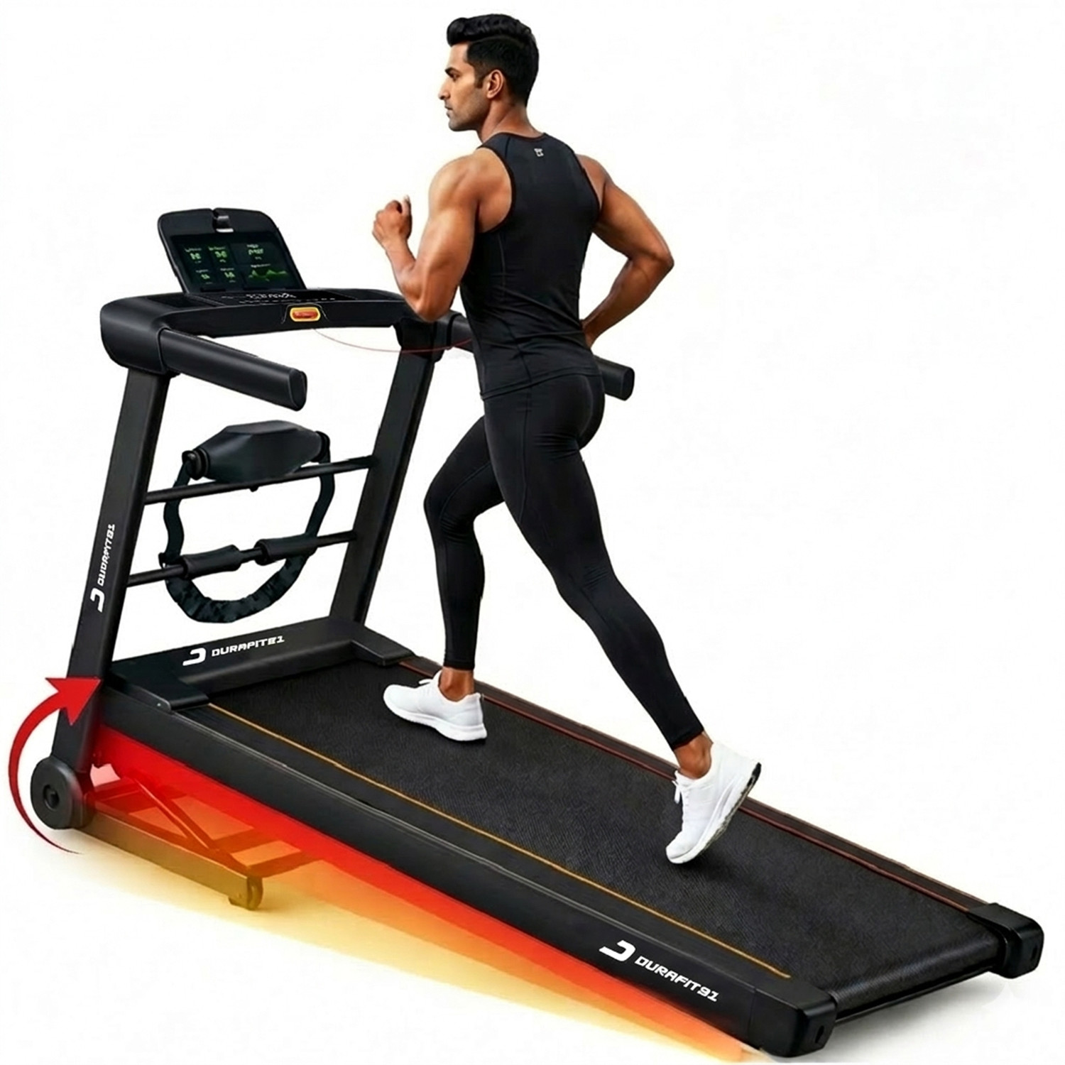 Image of Durafit91 Ace Pro Multifunction 4.5HP Peak BLDC | 16km Speed | 20-Auto Incline | Black Treadmill (Max Weight:120 kg)
