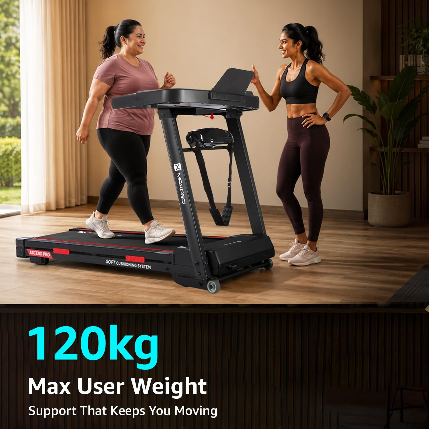 Image of Maxpro PTA230M 5HP BLDC Motor, 14 km /h, Max Weight 120Kg, 15 Level Auto Incline, Home Treadmill (Max Weight:120 kg)