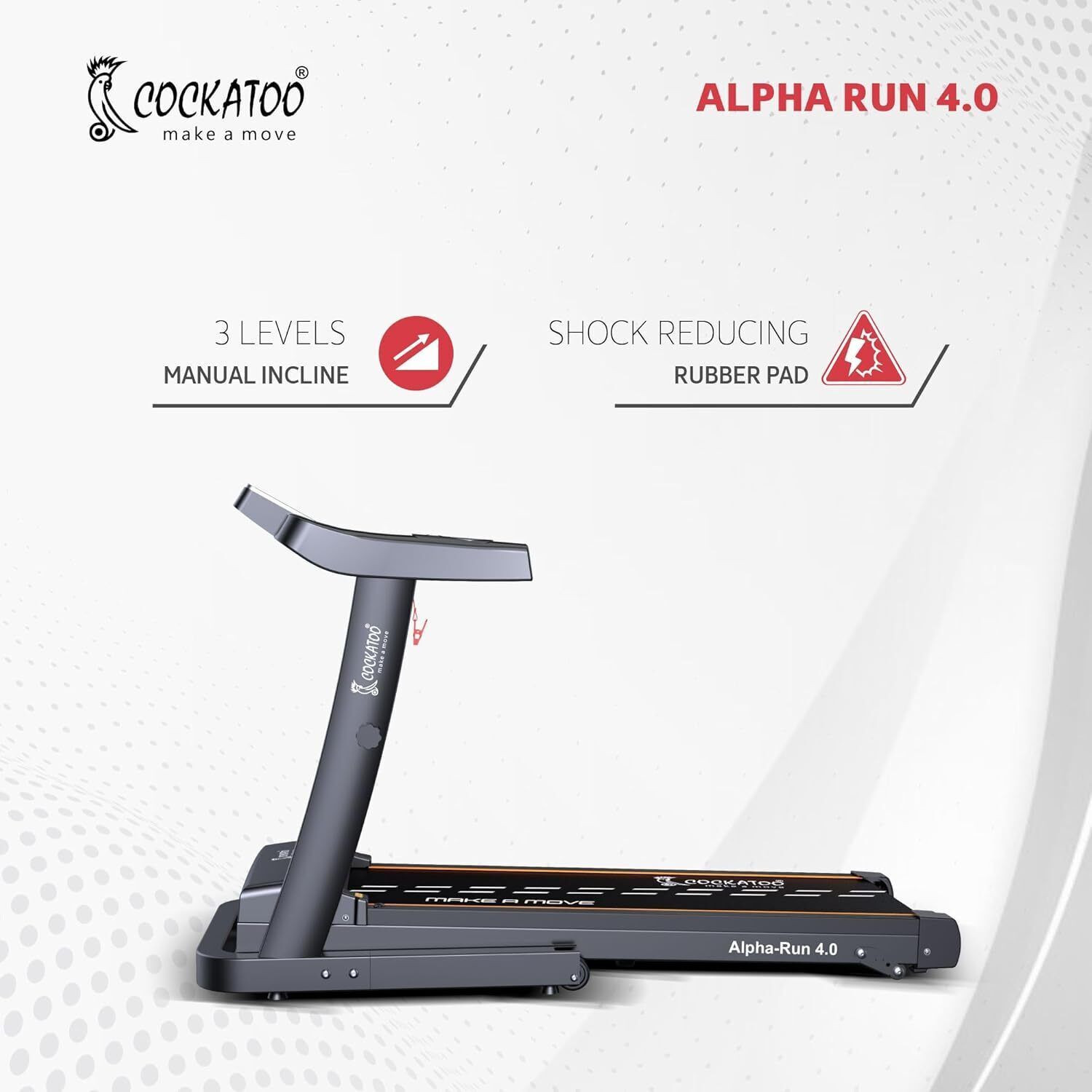 Image of Cockatoo Sports Alpha Run 4.0 4HP Peak Manual Incline Treadmill (Max Weight:120 kg)