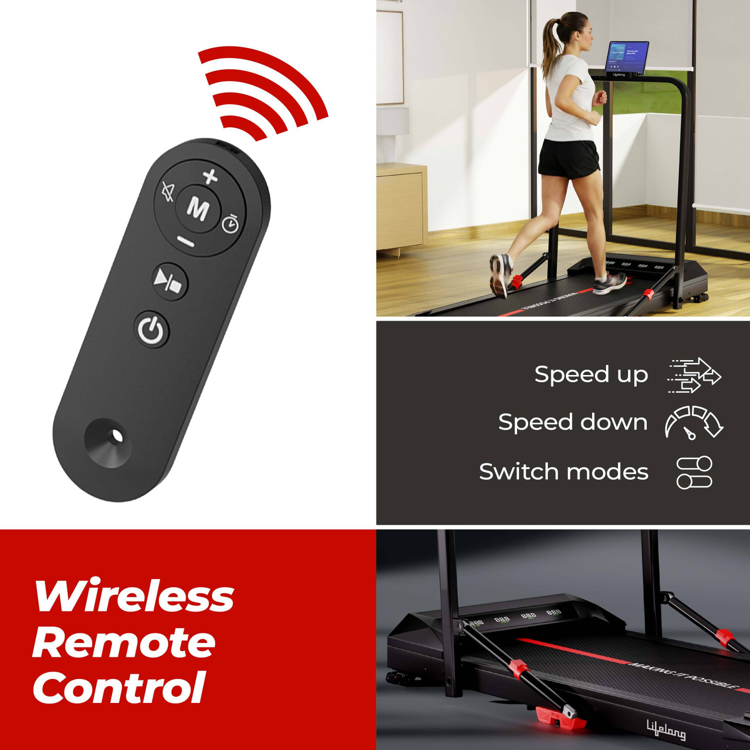 Image of Lifelong 4.5HP Walking Pad Treadmill for Home | Max Speed 10 km /h & LED Display Treadmill (Max Weight:110 kg)