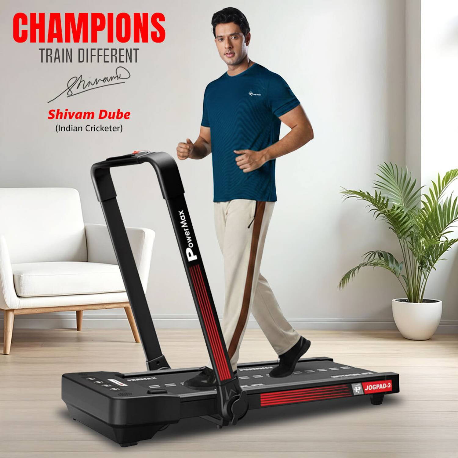 Powermax Fitness 4HP Jogpad 2 120kg Foldable Walking Pad for Home