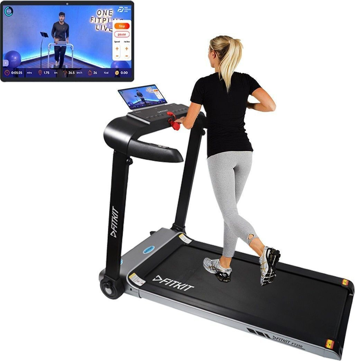 Image of FITKIT by Cultsport FT250 (4.5HP Peak Power) Manual Lubrication,Pad Holder with Free Diet Plan,Trainer & Installation Services Treadmill (Max Weight:110 kg)
