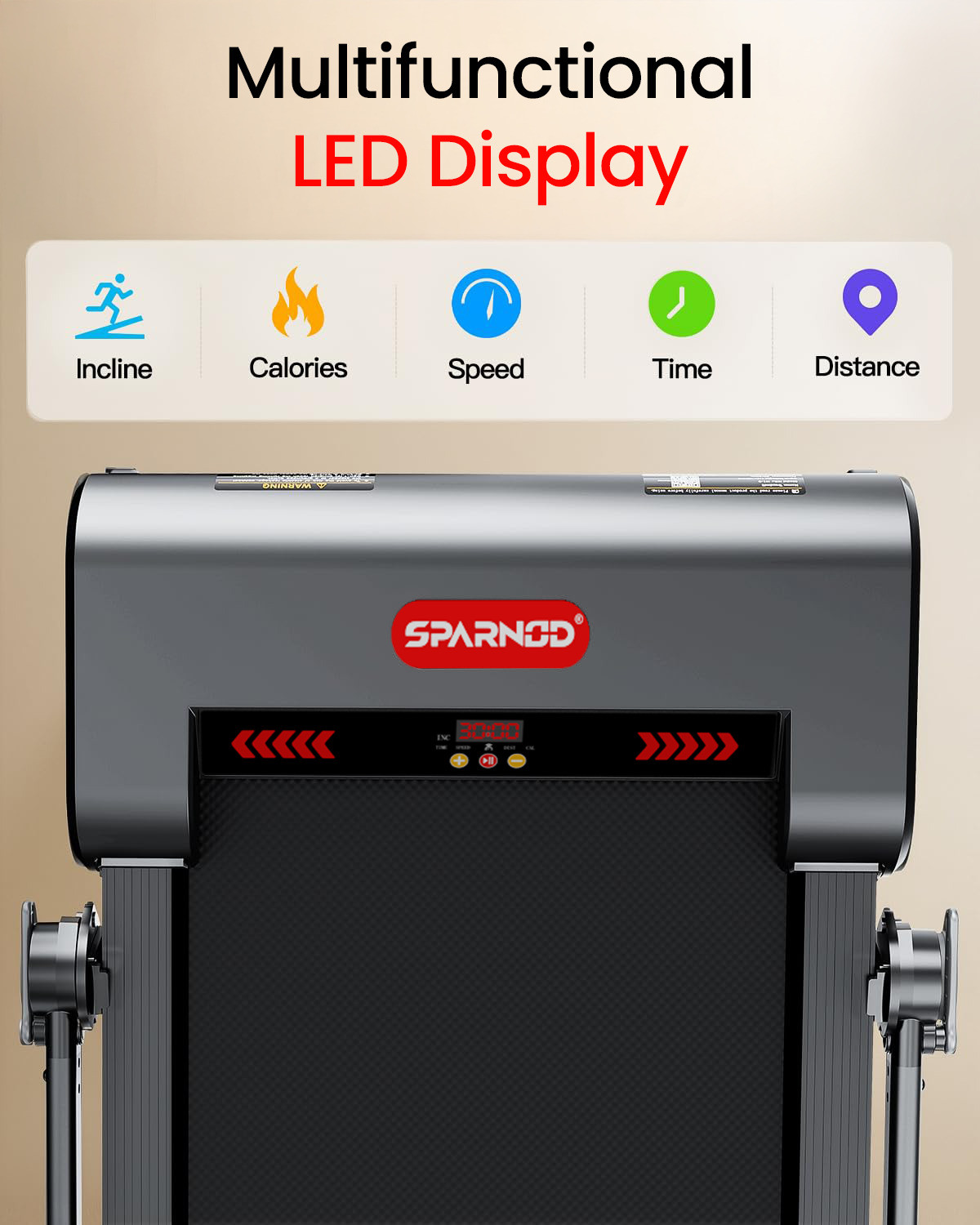 Image of Sparnod Fitness STH-3011 Walking Pad For Home Use 2.5HP, 12km /h, 13%Auto Incline, Remote Control Treadmill (Max Weight:120 kg)