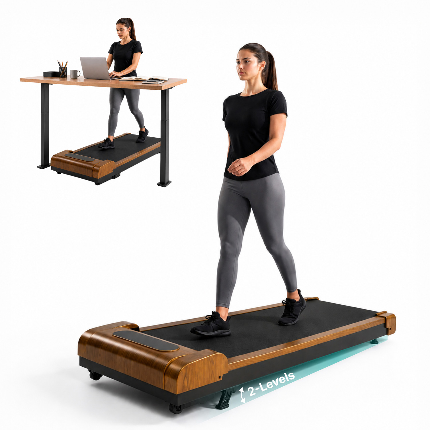 Image of FITKIT by Cult Neo Walking Pad 3.5HP BLDC Motor 2 Level Incline 120kg Weight (Brown) Treadmill (Max Weight:120 kg)