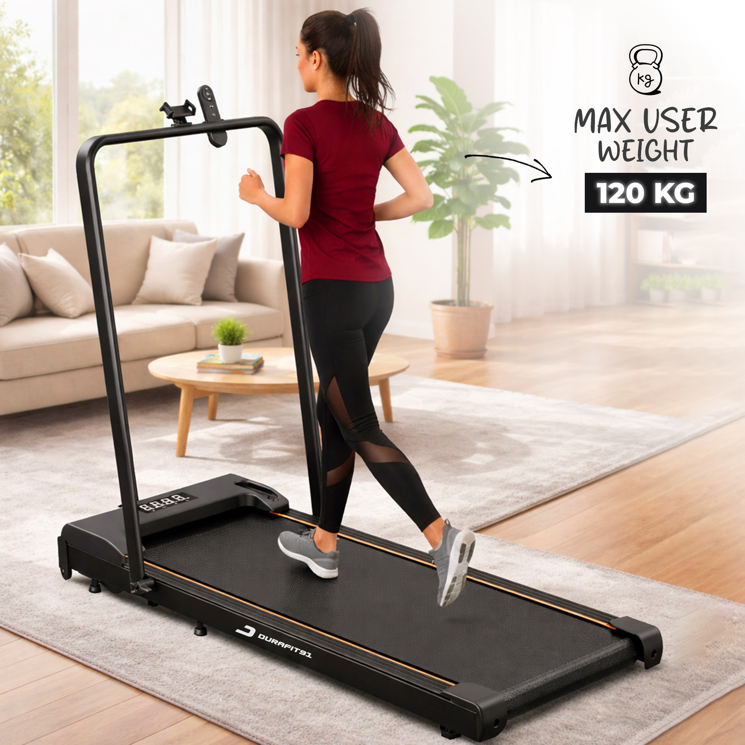 Image of Durafit91 Compact Walkpad 3HP Peak BLDC 120Kg User Weight 10km /h Speed with Remote Control Treadmill (Max Weight:120 kg)
