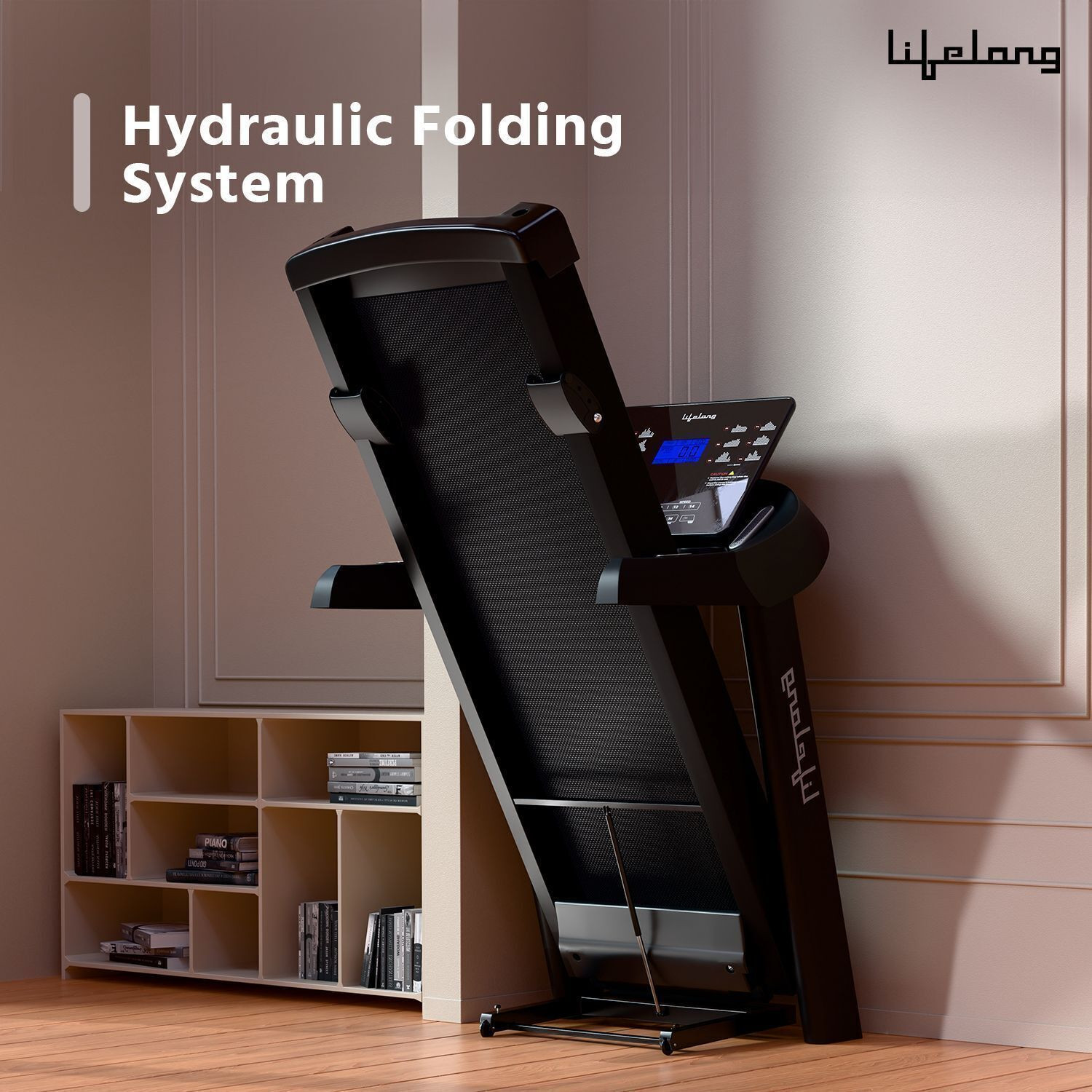 Image of Lifelong Fit Pro 4.5 HP Peak Motorised with LCD Display - Heart Rate Sensor Treadmill (Max Weight:150 kg)