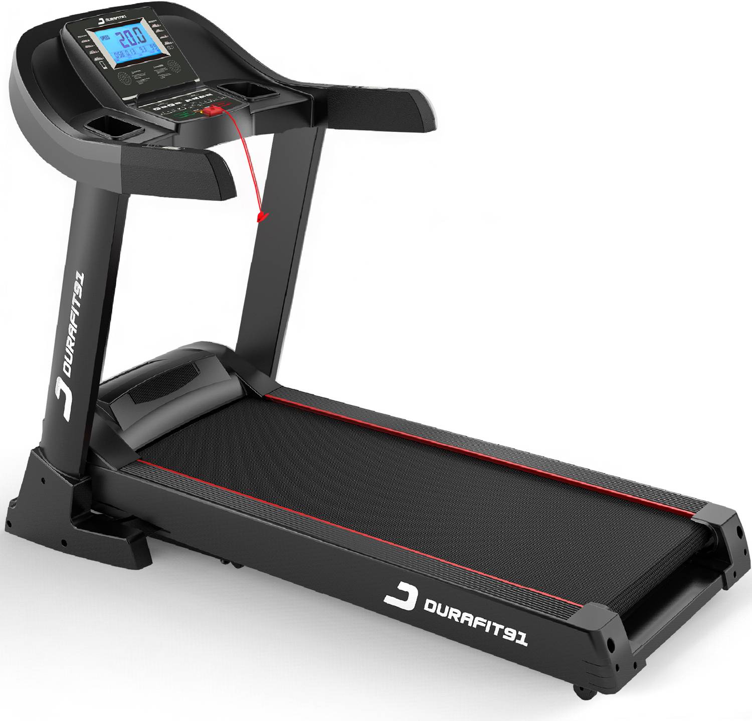 Durafit91 Champion 7HP AC Peak | 20-Auto Incline | 20Km Speed Home Use Treadmill (Max Weight:150 kg)