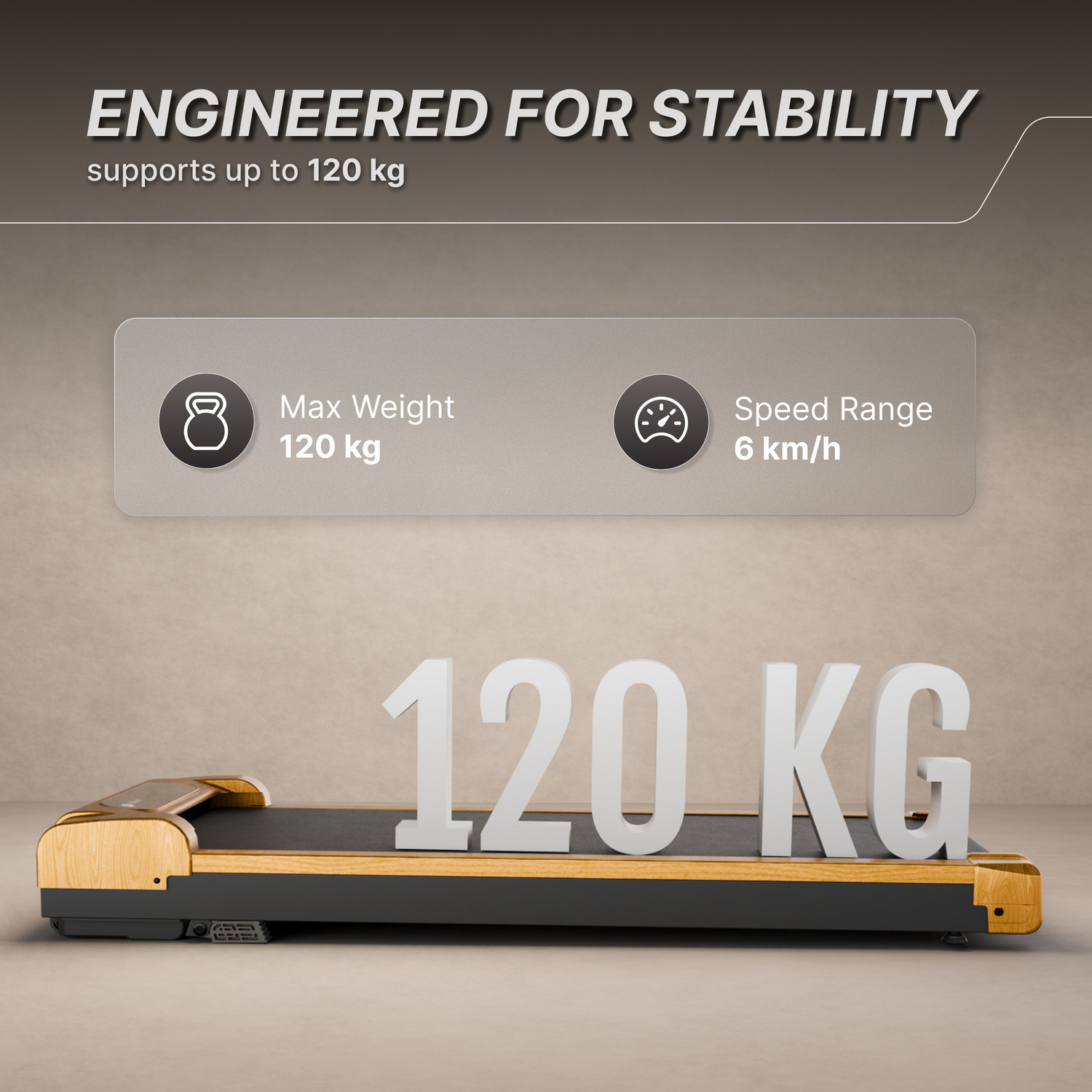 Image of FITKIT by Cult Neo Walking Pad 3.5HP BLDC Motor 2 Level Incline 120kg Weight (Brown) Treadmill (Max Weight:120 kg)