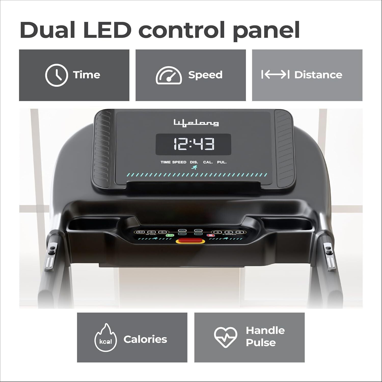 Image of Lifelong 4.5HP Motorized Treadmill for Home Manual Incline 12% Foldable Handle Treadmill (Max Weight:100 kg)