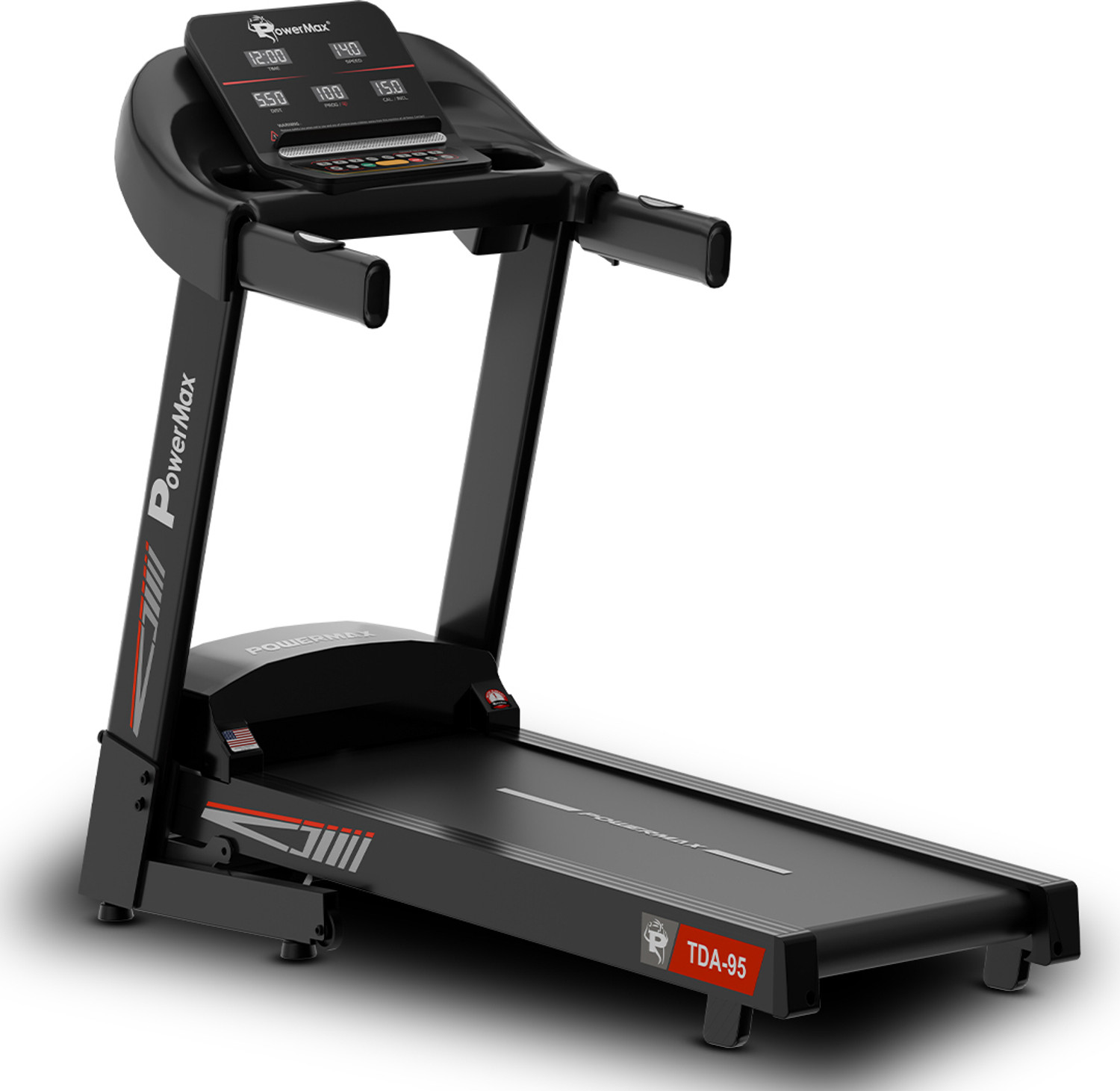 Image of Powermax Fitness TDA-95 4HP DC Motor 15-Level Auto Incline with Shock Absorp LED Display for Home Treadmill (Max Weight:110 kg)