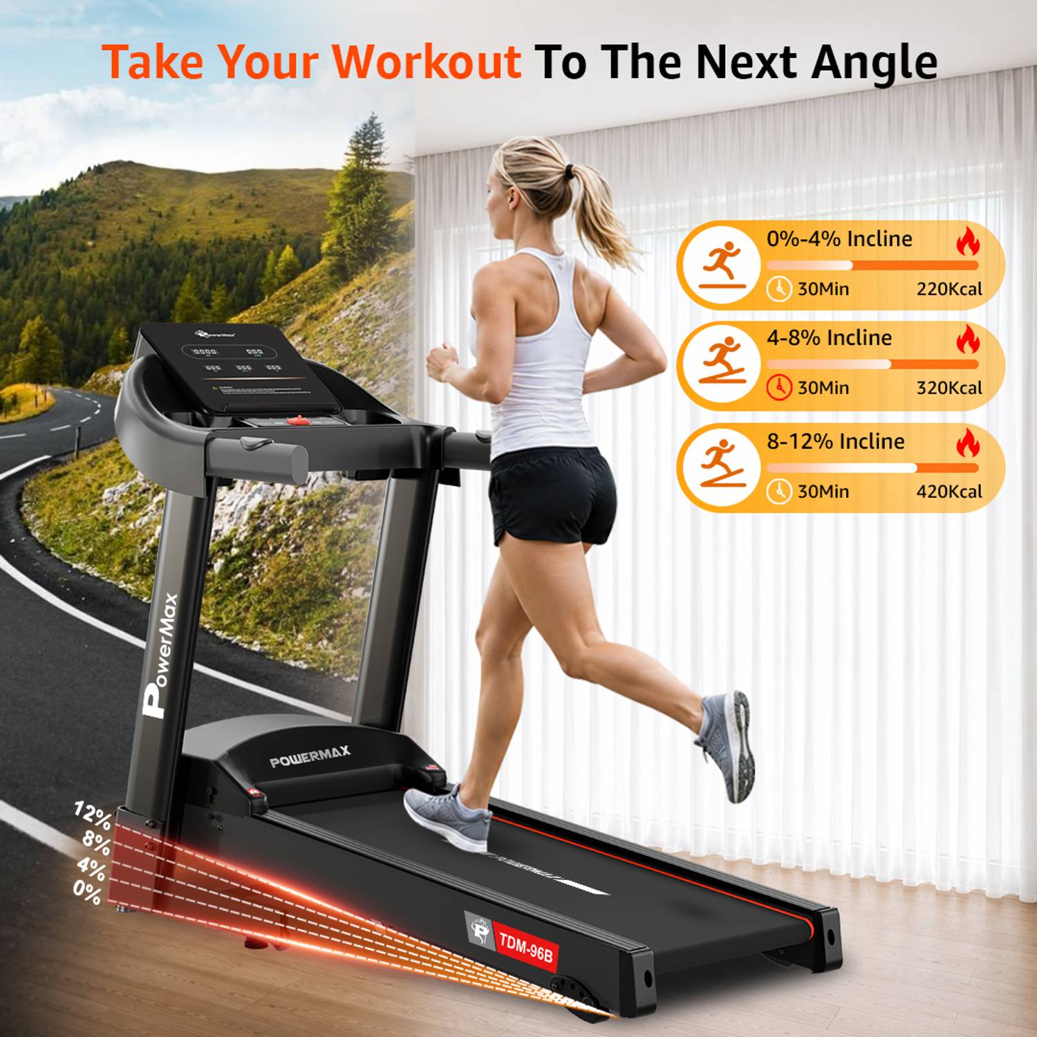 Powermax Fitness TDM-96B 4HP 110kg Treadmill - Image 3
