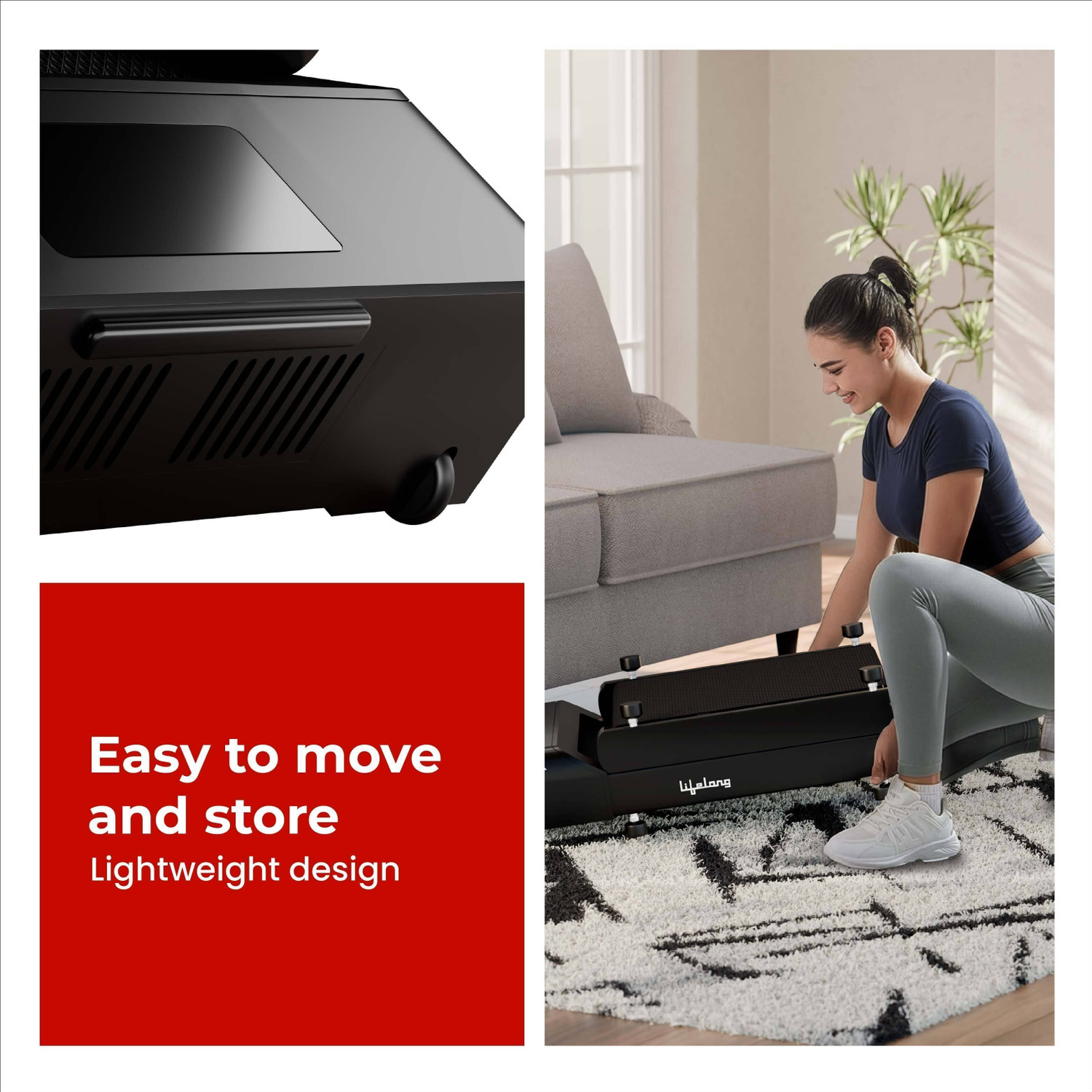 Image of Lifelong Motorized Foldable Walking Pad for Home | Compact Treadmill, 8km /hr Speed Treadmill (Max Weight:110 kg)