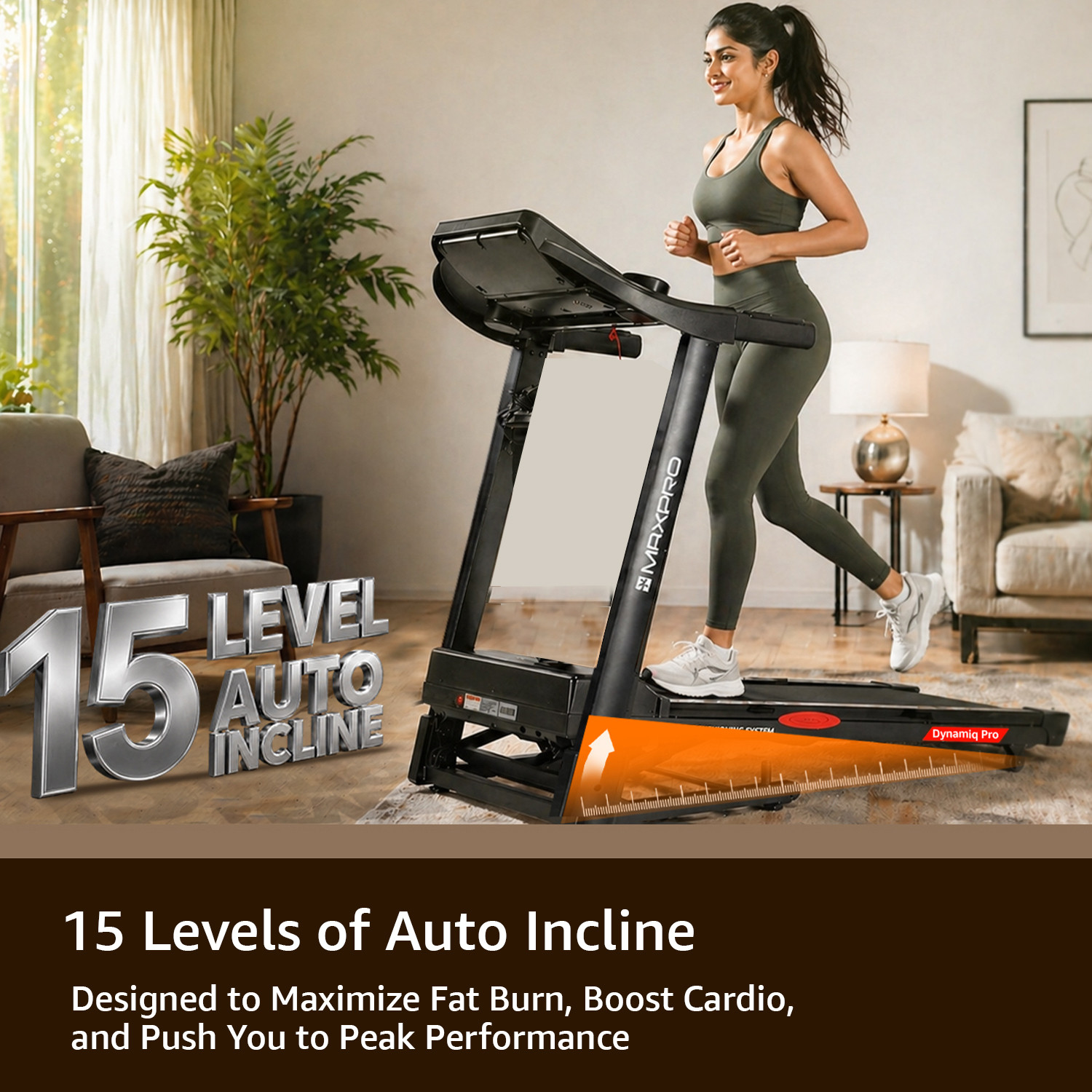 Image of Maxpro PTA406 5.5HP Peak BLDCMotor, 18 km /h, 15 Level Auto Incline, Max. weight 130KG Treadmill (Max Weight:130 kg)