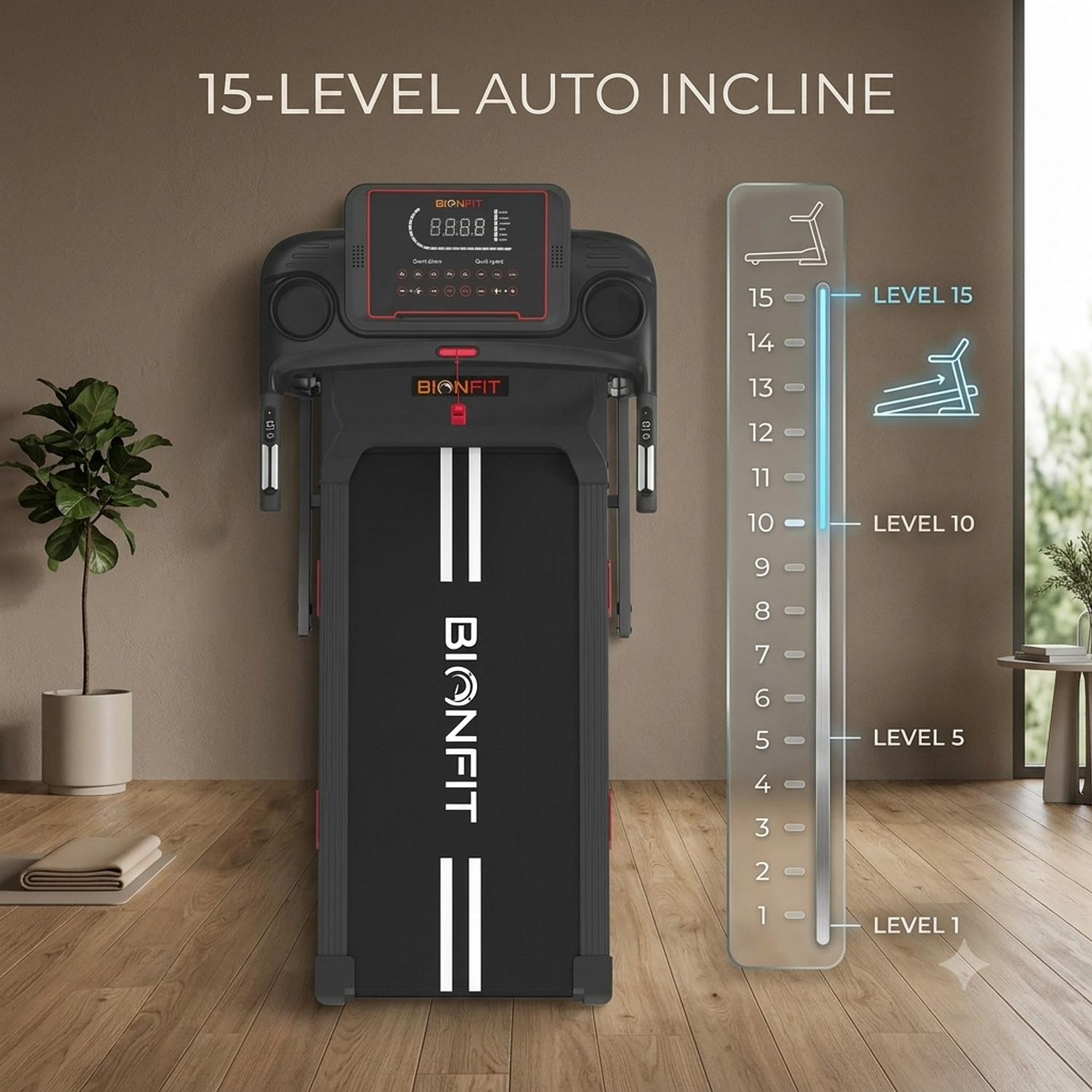 Image of BIONFIT Cardio-X8 Treadmills for Home, 5 HP BLDC, Auto Incline, Shock-Absorbing, 130 Kg Treadmill (Max Weight:130 kg)