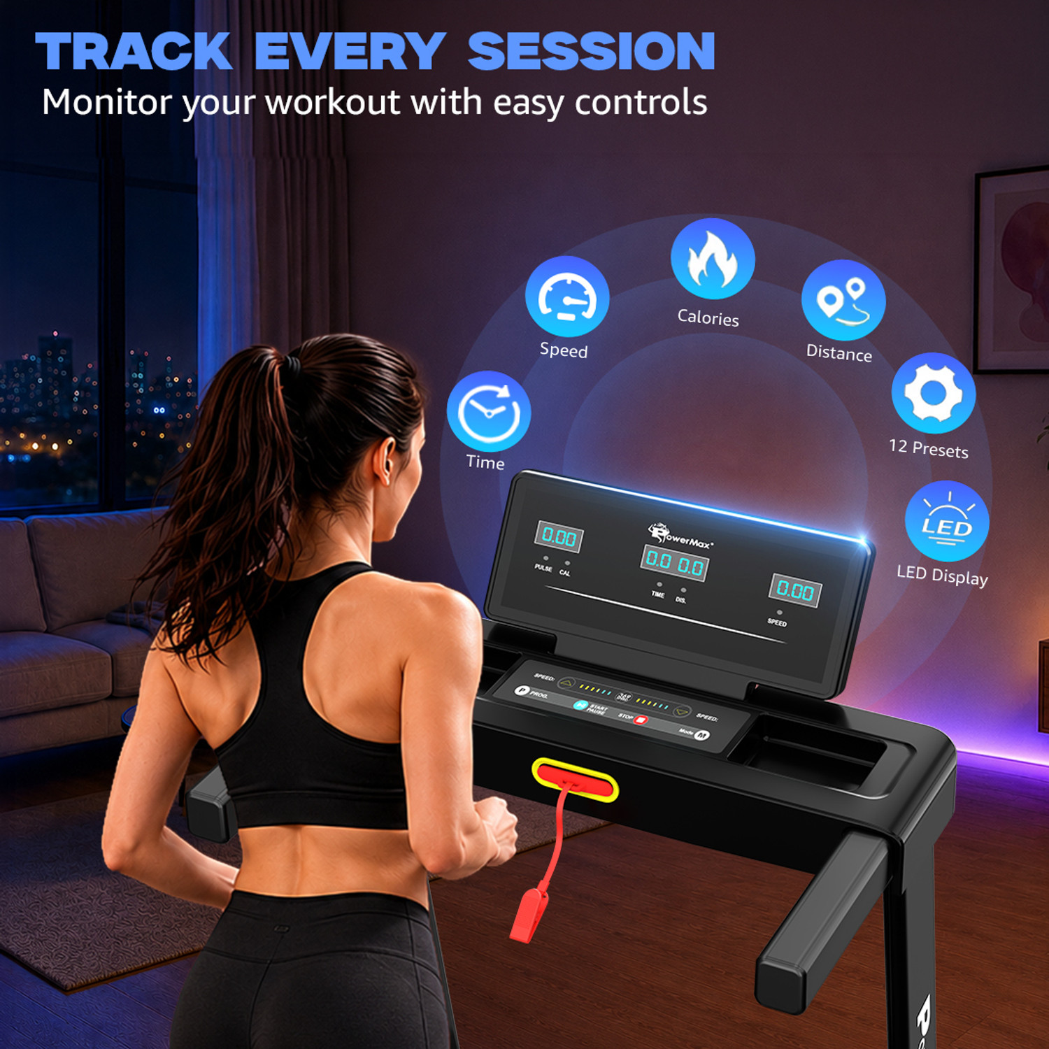 Image of Powermax Fitness TDM-95 4HP BLDC Motor 110KG 8% Manual Incline Shock Absorb for Home Cardio Treadmill (Max Weight:110 kg)
