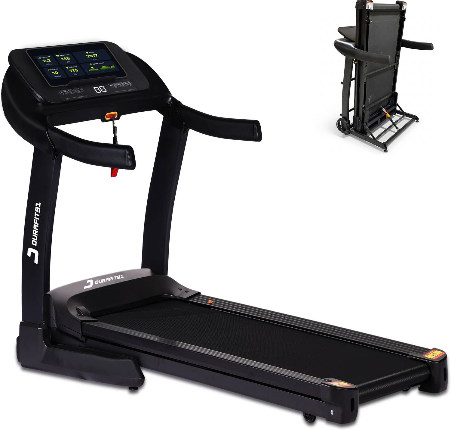 Durafit91 Velox Pro BLDC 6 HP Peak 150Kg | 25-Level Incline|18km Speed Home Use Treadmill (Max Weight:150 kg)