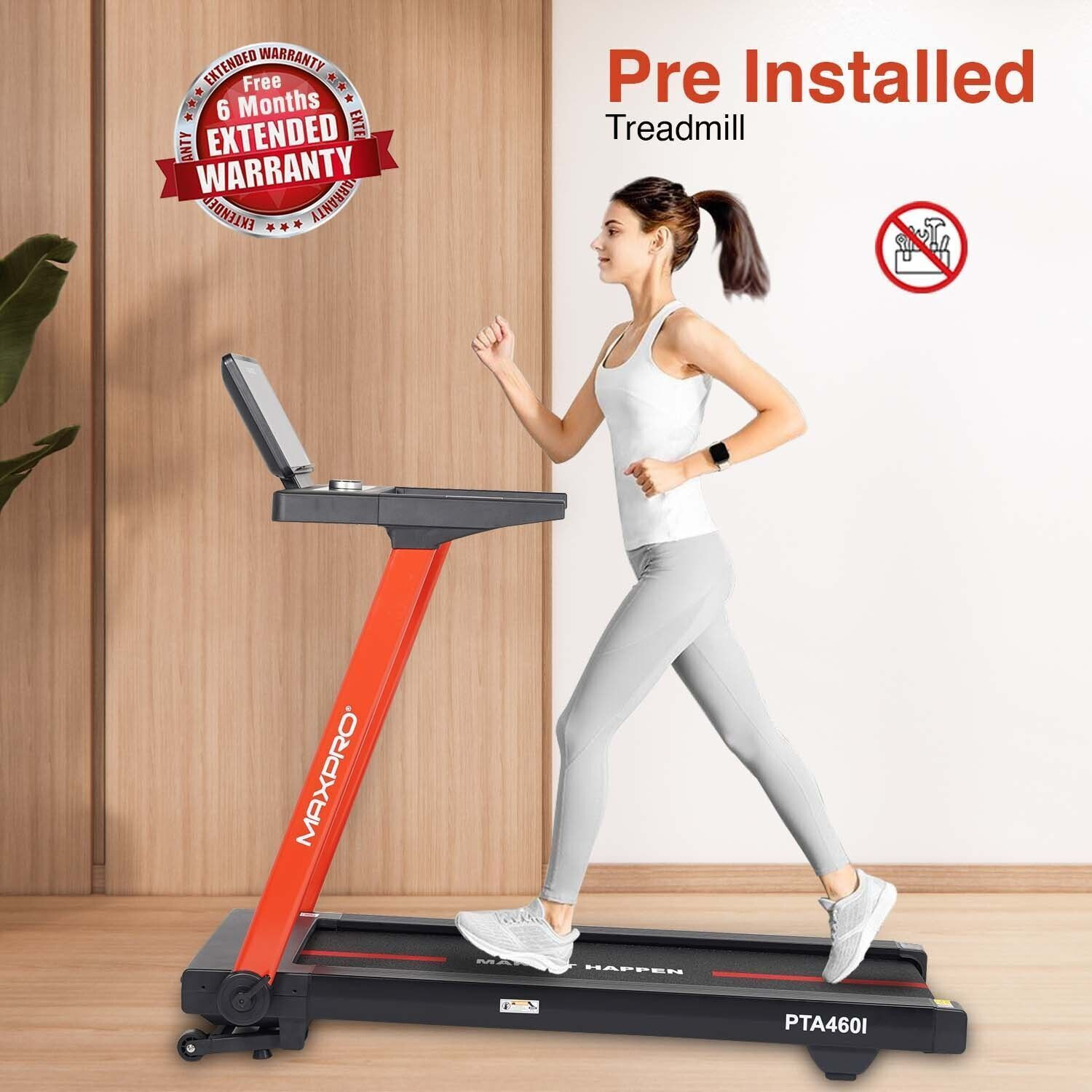 Image of Maxpro PTA460I 15 Level Auto Incline Treadmill,6 HP Peak DC Motor,Max.User Weight 140kg Treadmill (Max Weight:140 kg)