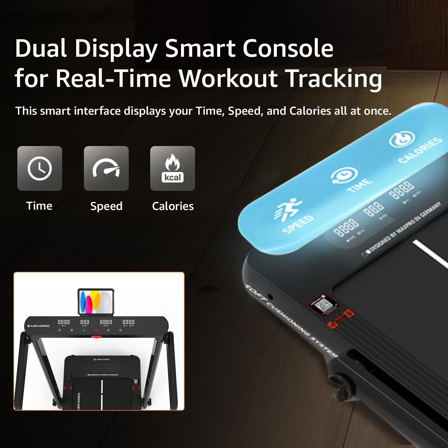 Image of Maxpro MAXWEL PTM200 3-in-1 Foldable Walkpad 4.5HP Motor Dual Display 14km /h Speed Home Treadmill (Max Weight:120 kg)