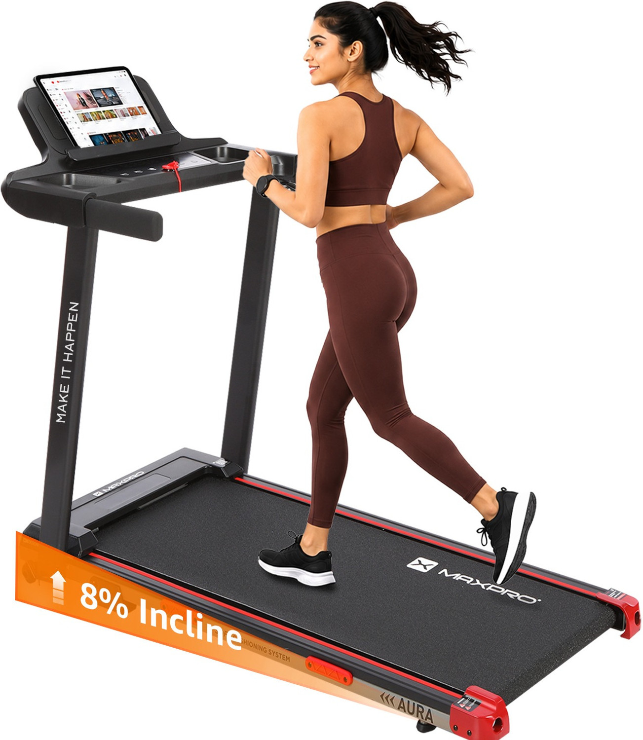 Image of Maxpro PTM1200 4HP BLDC Motor, 12km /Hr Speed, Max. User Wt.110Kg, Manual Incline Home Treadmill (Max Weight:110 kg)