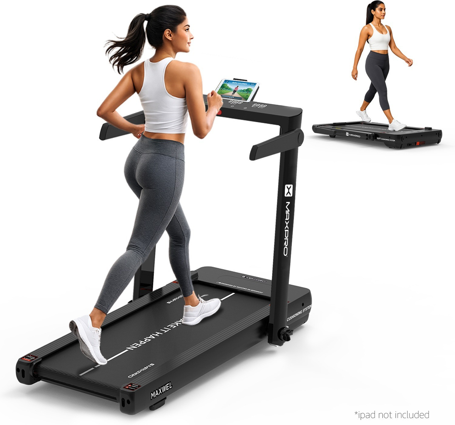 Image of Maxpro MAXWEL PTM200 3-in-1 Foldable Walkpad 4.5HP Motor Dual Display 14km /h Speed Home Treadmill (Max Weight:120 kg)
