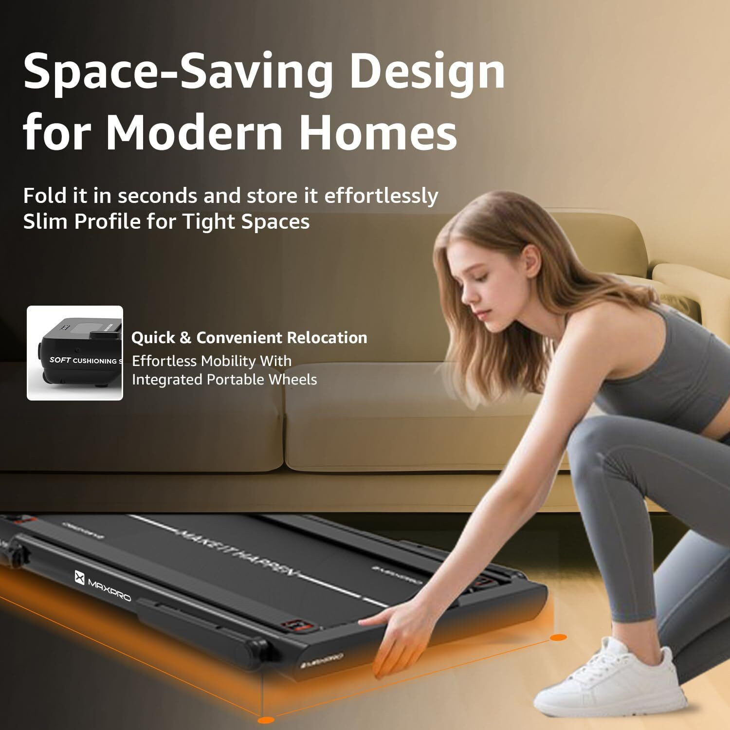 Image of Maxpro MAXWEL PTM200 3-in-1 Foldable Walkpad 4.5HP Motor Dual Display 14km /h Speed Home Treadmill (Max Weight:120 kg)