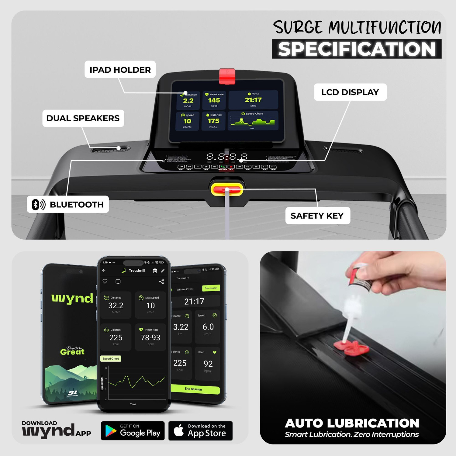 Image of Durafit91 Surge Multifunction 5HP Peak 140Kg Max Weight| 25-Auto Incline 16km Speed BLDC Treadmill (Max Weight:140 kg)