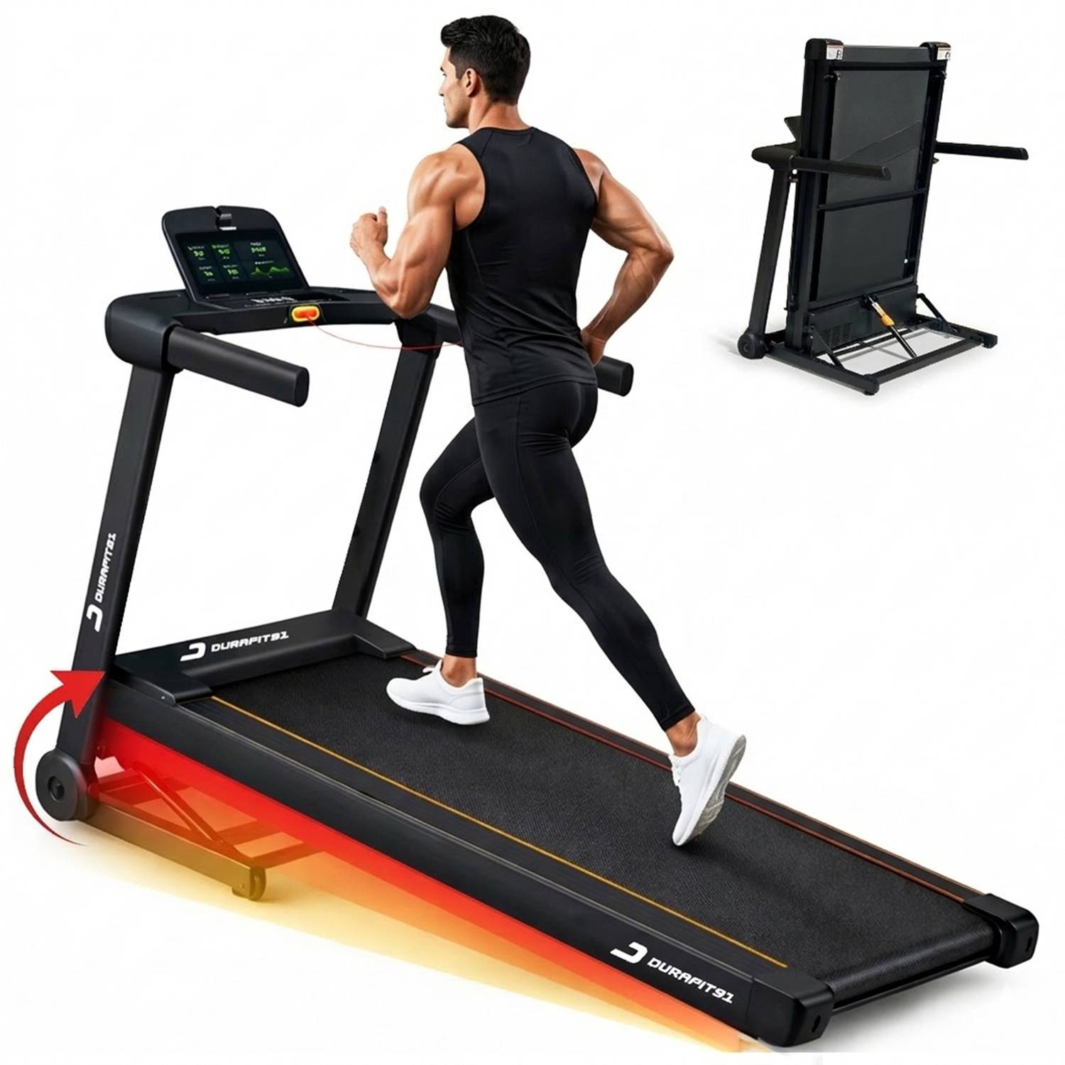 Durafit91 Surge 5HP Peak 140Kg Max Weight | 25-Auto Incline | 16km Speed | Home Use BLDC Treadmill (Max Weight:140 kg)