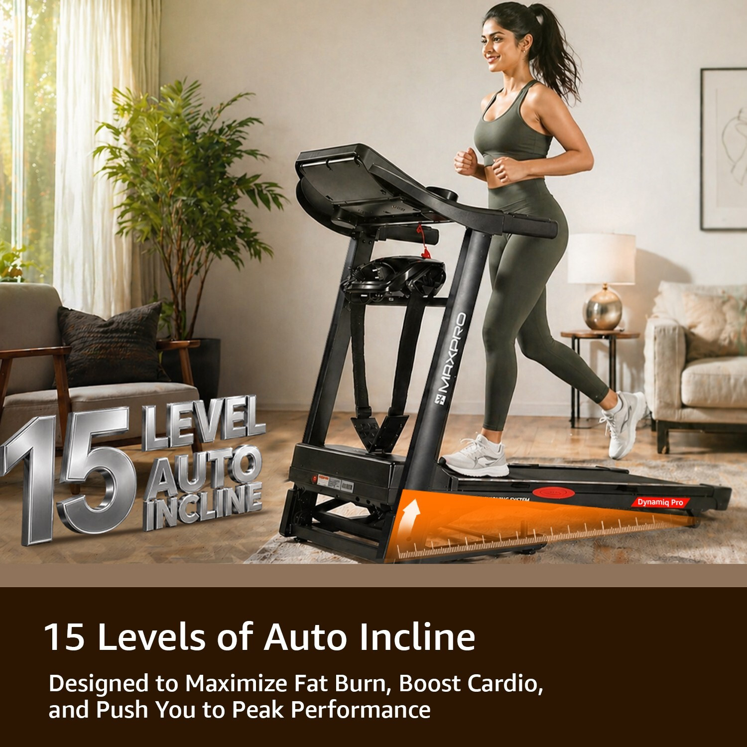 Image of Maxpro PTA406M 5.5HP PEAK BLDC Motor, 18 km /h, 15 Level Auto Incline, Multifunctional Treadmill (Max Weight:130 kg)