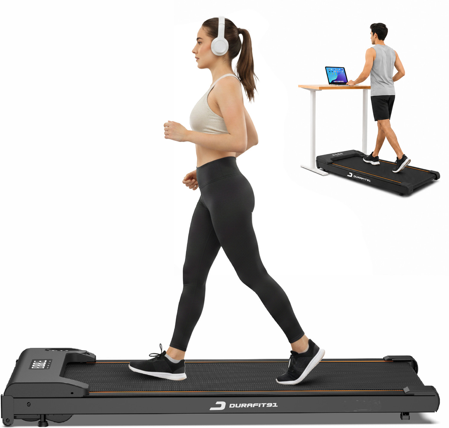 Image of Durafit91 Compact Lite Walkpad 120Kg Max Weight, 3HP Peak BLDC 10km /h Speed Remote Control Treadmill (Max Weight:120 kg)