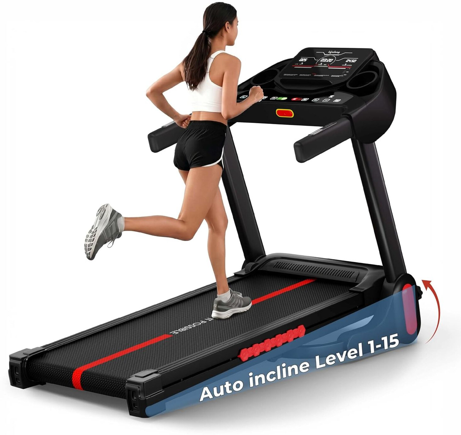 Image of Lifelong 4.5Hp Peak Motorized Treadmill for Home with Auto Incline & Hydraulic fold Treadmill (Max Weight:110 kg)
