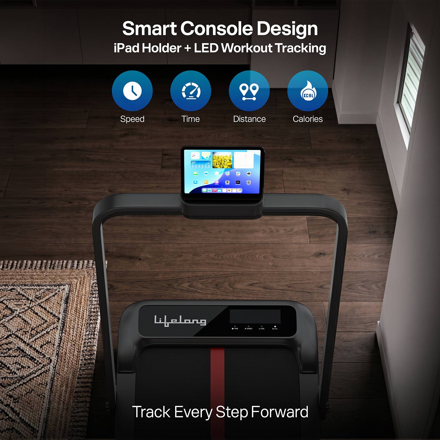 Lifelong 4 HP Motorized Treadmill - Image 2