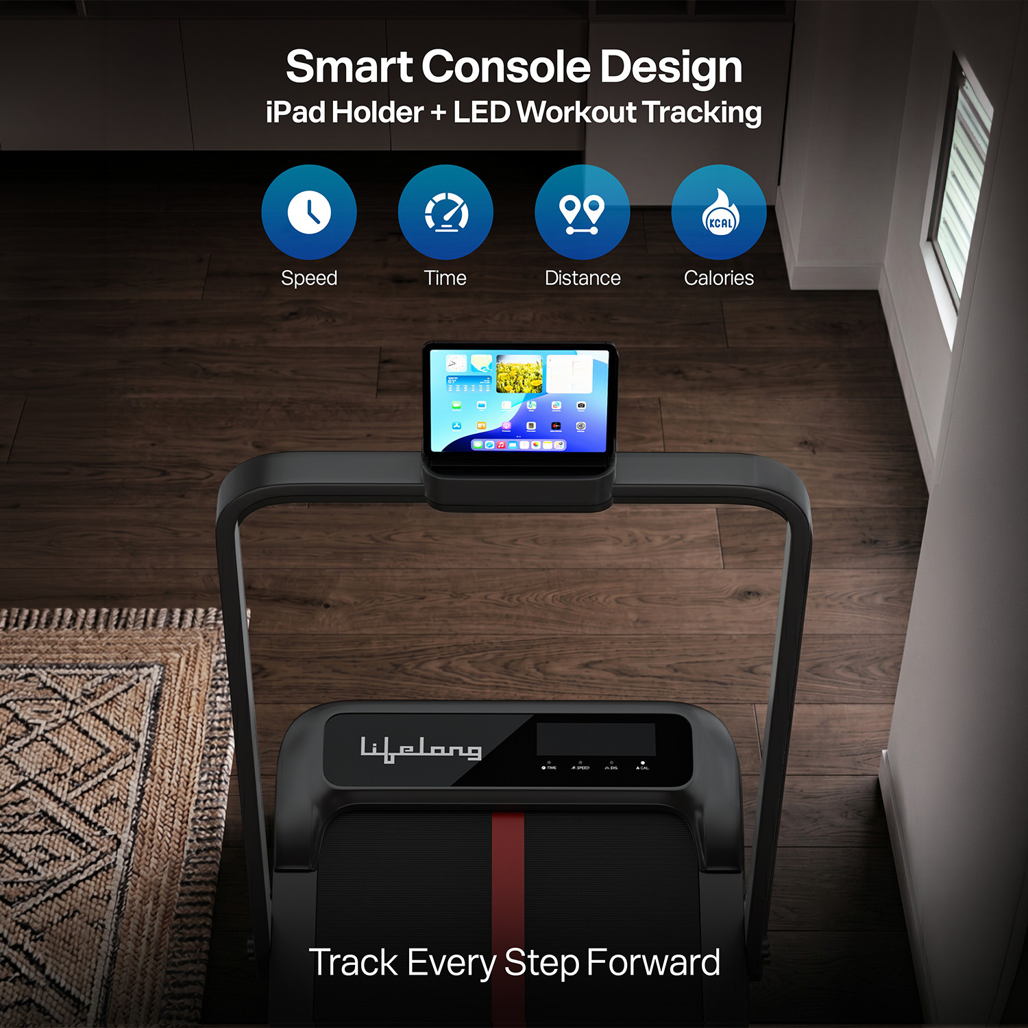 Image of Lifelong 4 HP Motorized Treadmill for Home | 2 level Manual Incline | For Home workout Treadmill (Max Weight:100 kg)