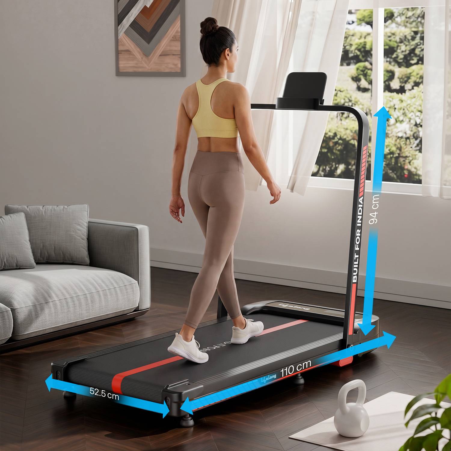 Lifelong 4 HP Motorized Treadmill - Image 3