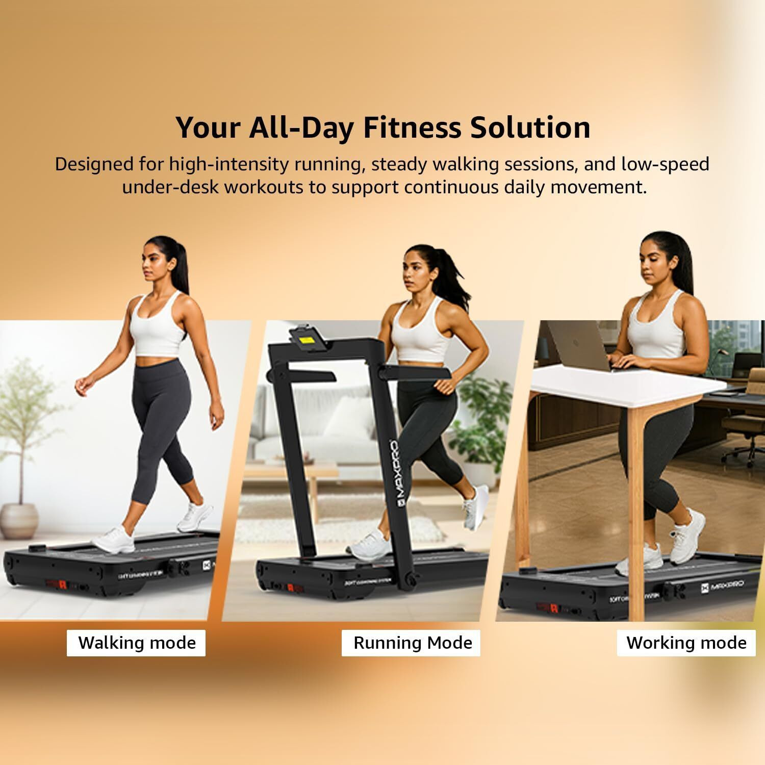 Image of Maxpro MAXWEL PTM200 3-in-1 Foldable Walkpad 4.5HP Motor Dual Display 14km /h Speed Home Treadmill (Max Weight:120 kg)