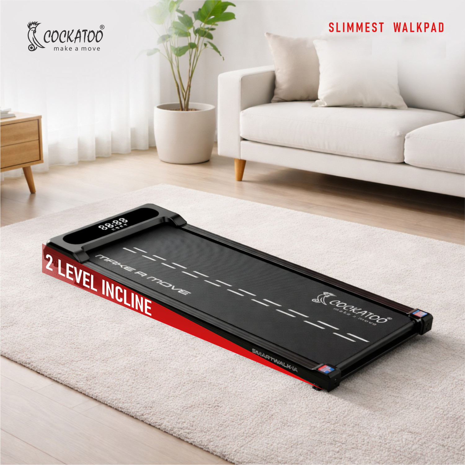 Image of COCKATOO 6AF Slimmest Walking Pad For Home 3 HP Peak, 6km /hr, Max User Weight 100 Kg Treadmill (Max Weight:100 kg)