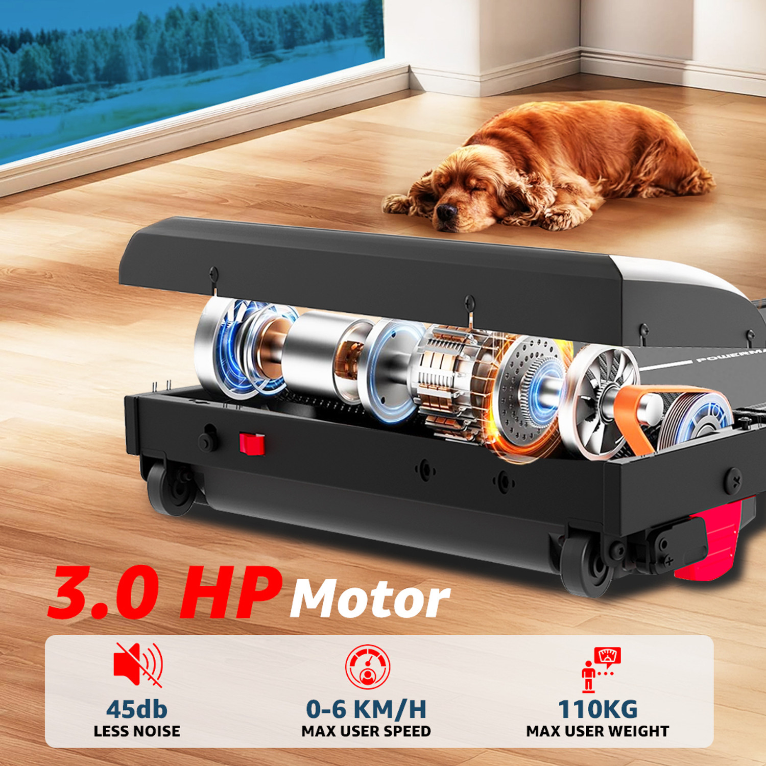 Image of Powermax Fitness 3HP Walking Pad 2 110kg Manual Incline Walkpad for Home Treadmill (Max Weight:110 kg)
