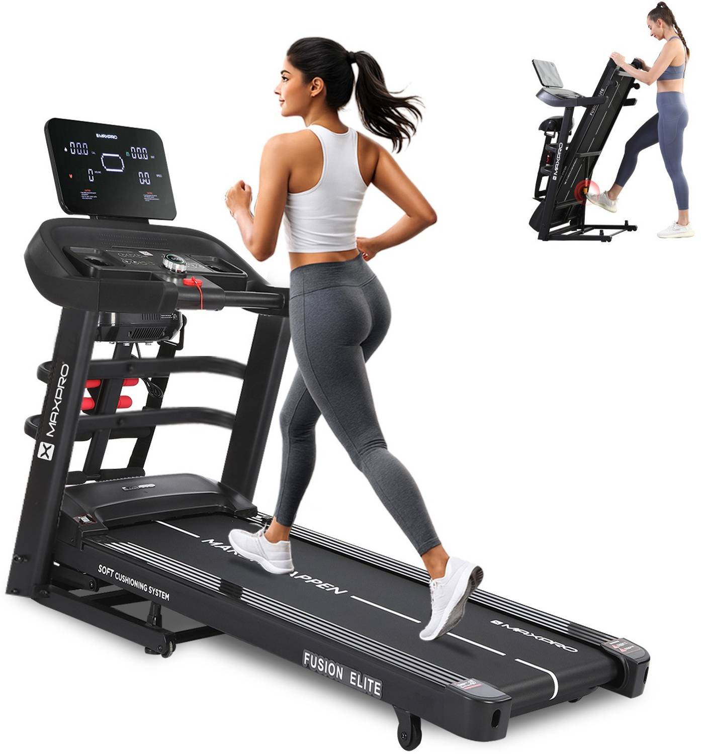 Maxpro Fusion Elite 5HP 15 Level Auto Incline 14km/h Speed Treadmill with Massager Home Treadmill (Max Weight:110 kg)